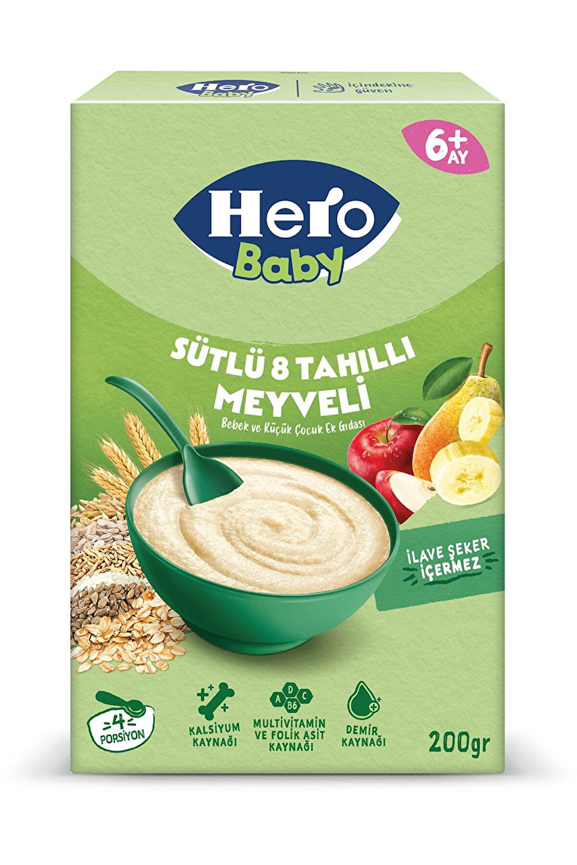 Hero Baby Sütlü 8 Tahıllı Meyveli Kaşık Mama 200g