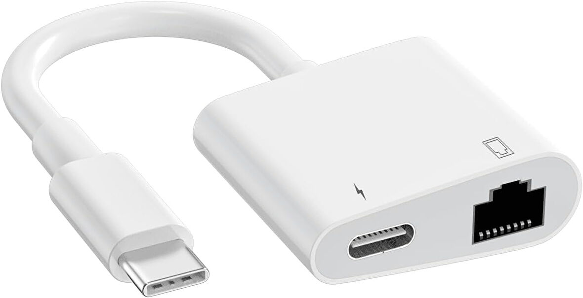2 İn 1 Type C to Rj45 Gigabit Ethernet Çoklayıcı+ Type C şarj  Zr669