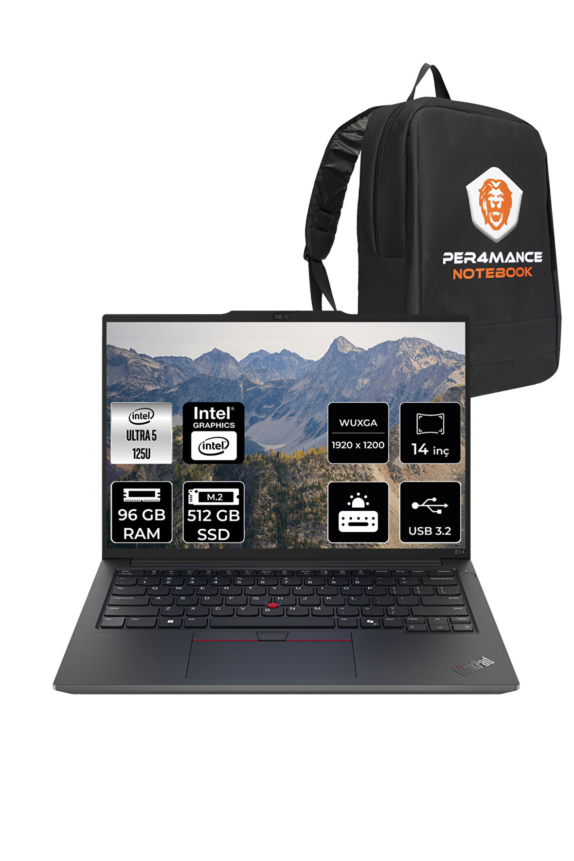 Lenovo ThinkPad E14 G6 Ultra 5 125U 96GB 512GB SSD 14'' WUXGA FDOS 21M7002PTX & PER4 ÇANTA