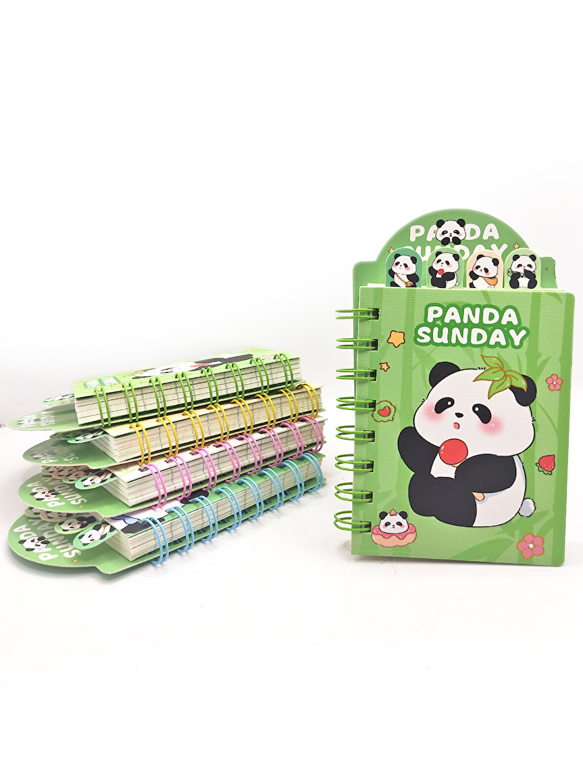 Sevimli Panda Ayraçlı Mini Not Defteri (9x14,5 cm) - Süslü Panda