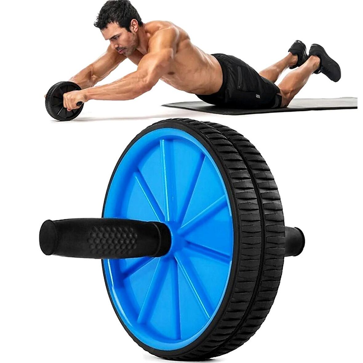 Ab Wheel Fitness Karın Kası Sixpack Egzersiz Tekeri Spor Aleti Tekerlekli Şınav Mekik Kardiyo Teker