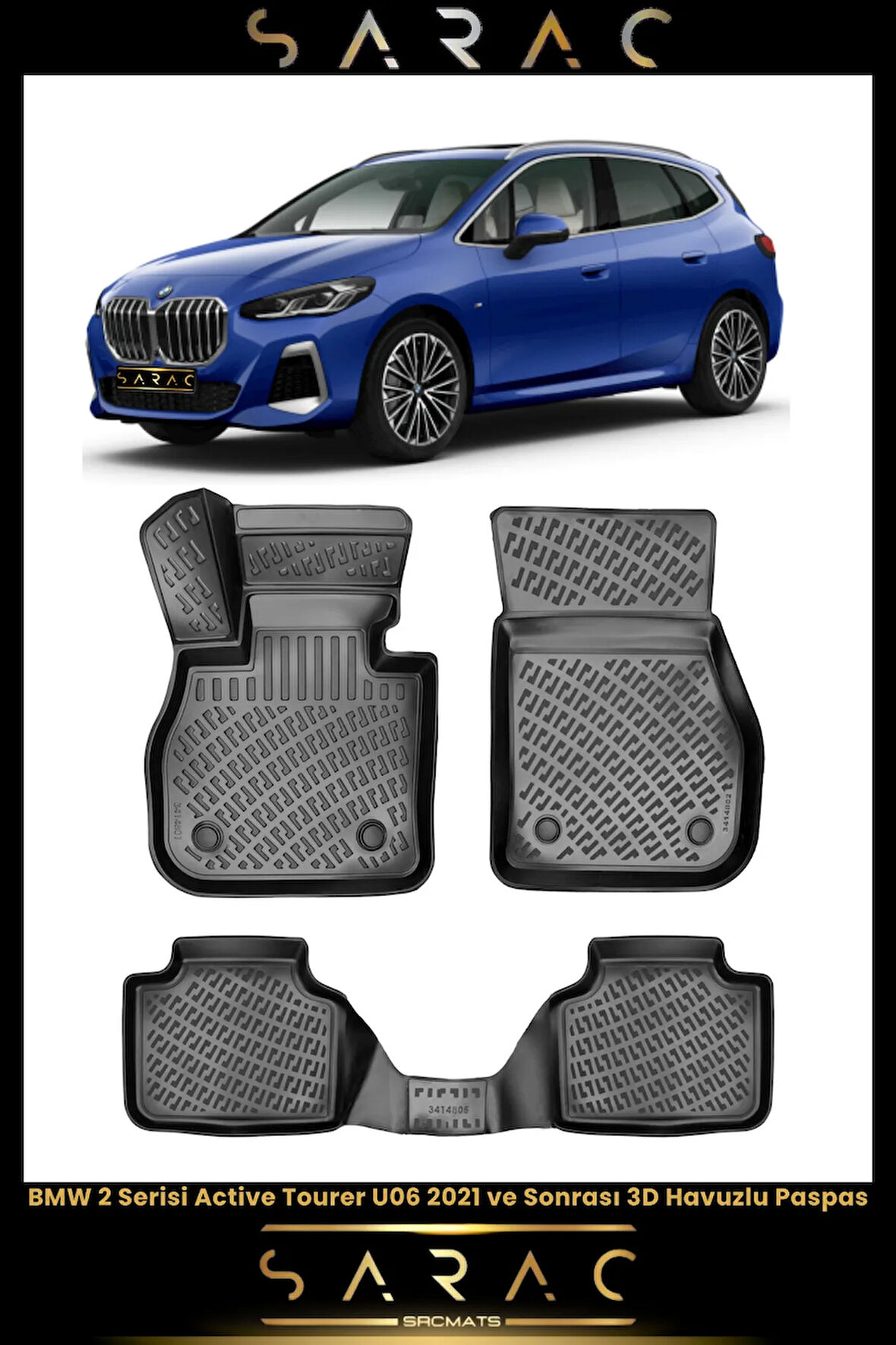 Bmw 2 Serisi U06 Active Tourer 2023 Model Araca Özel 3d Havuzlu Paspas