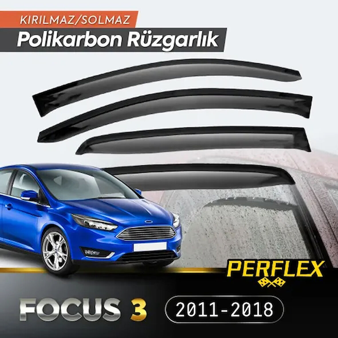 Perflex Polikarbon Kırılmaz Rüzgarlık V2 Mugen Fiat Linea Mugen Ford Focus 3 2011-2018