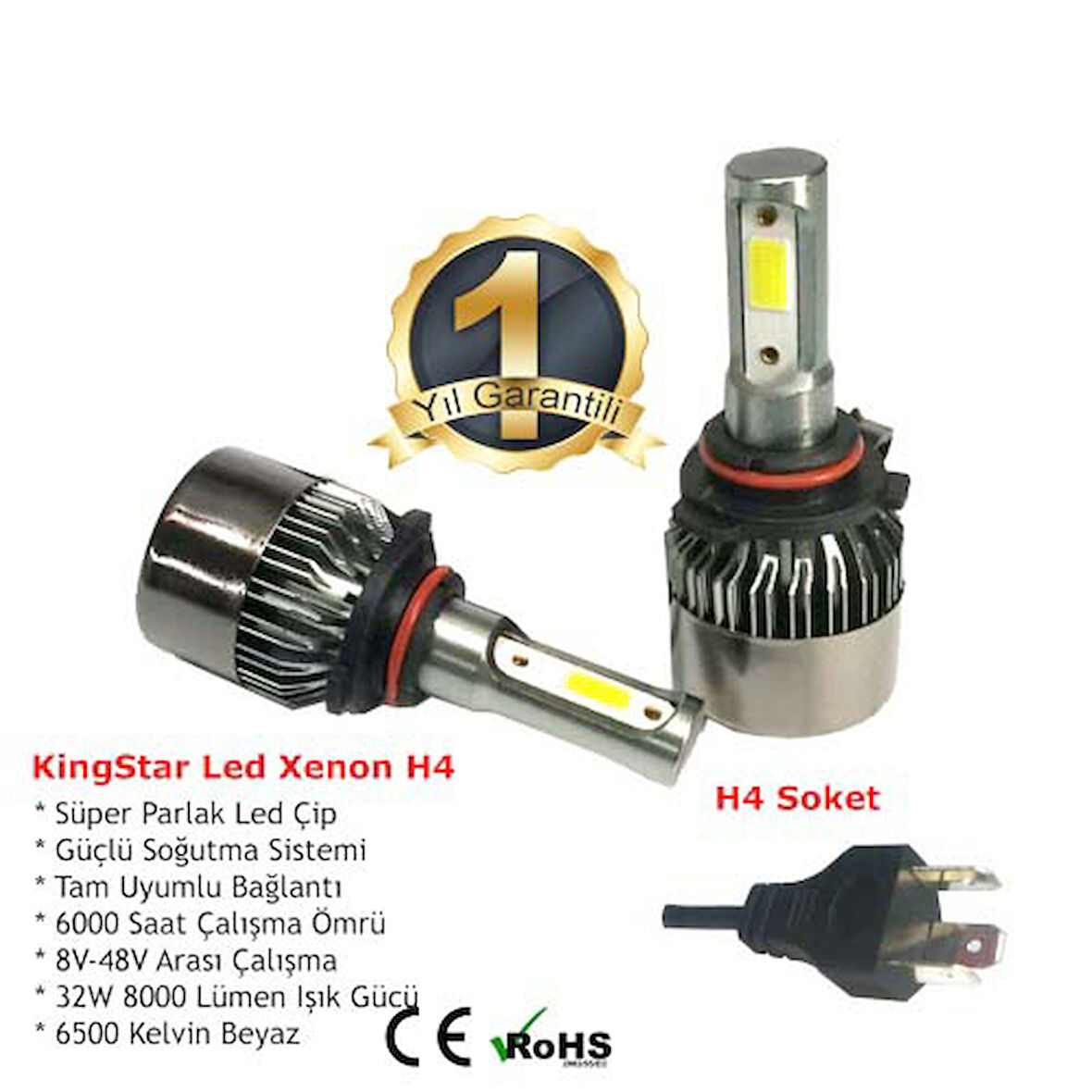 Opel Asra J 2010-2015 Uzun Far Ampul H7 Beyaz Led Xenon 8000 Lümen
