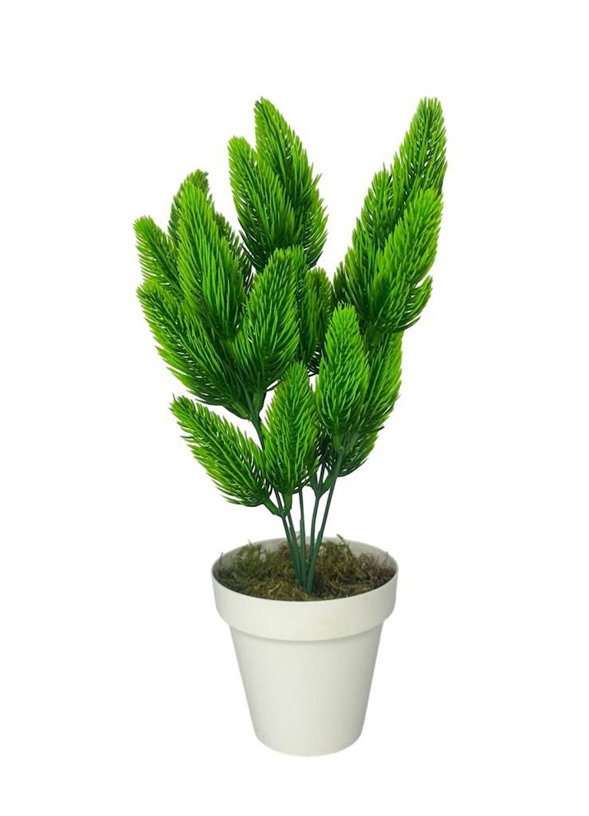 Yapay Çiçek Krem Saksıda Yeşil Kozalaklı Çam Demeti