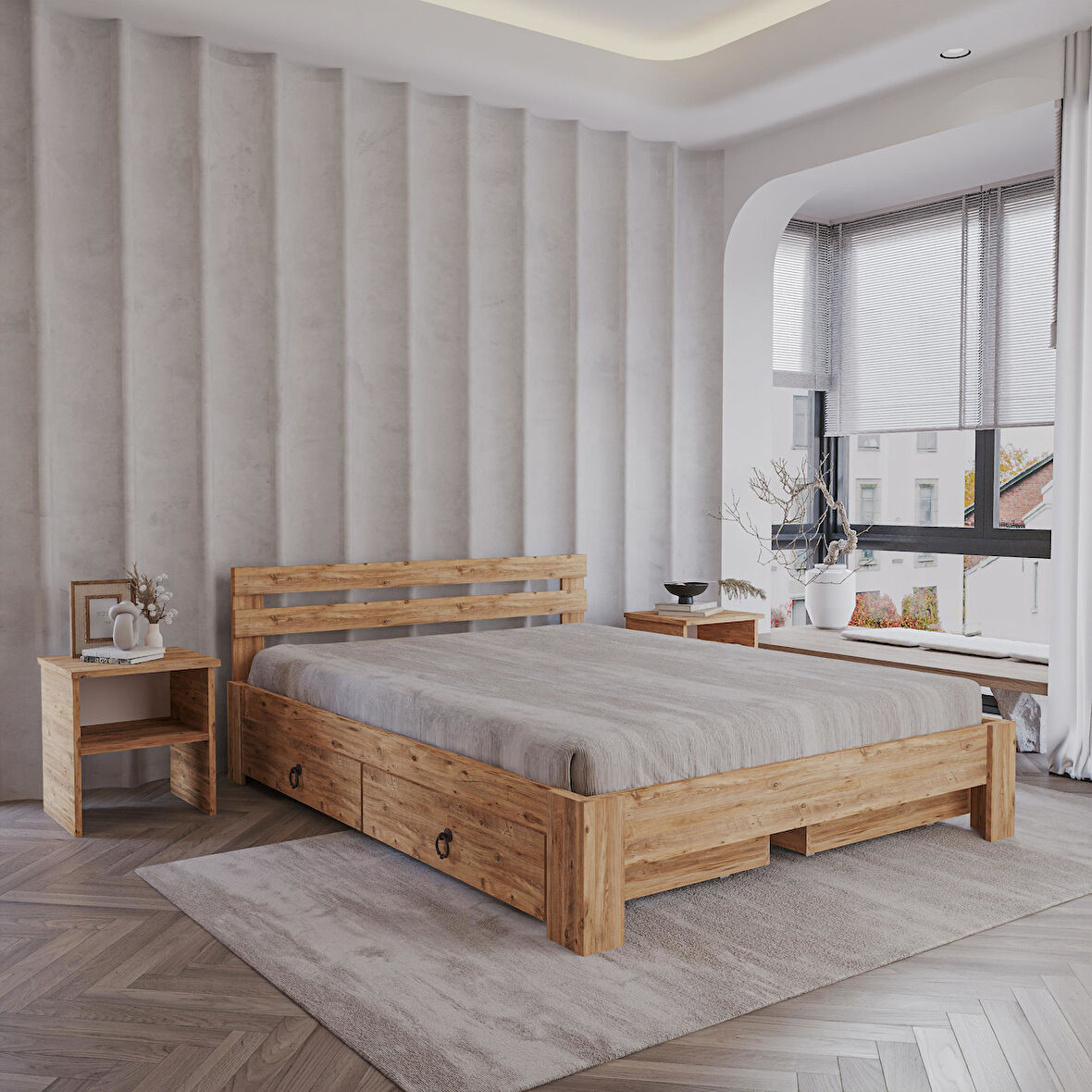 4 Çekmeceli Atlantik Letto Mdf Karyola | Tek Ve Çift Kişilik Yatak Uyumlu, Kolay Kurulum  