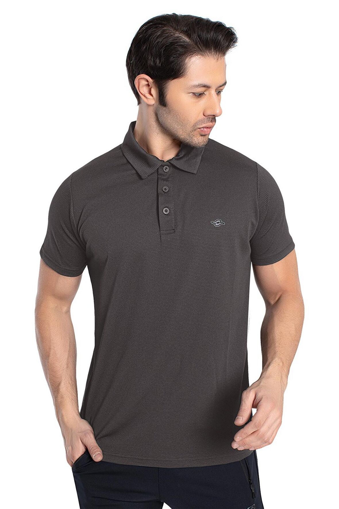 Crozwise Polo Yaka Erkek Antrasit Spor T-shirt - 7135-06