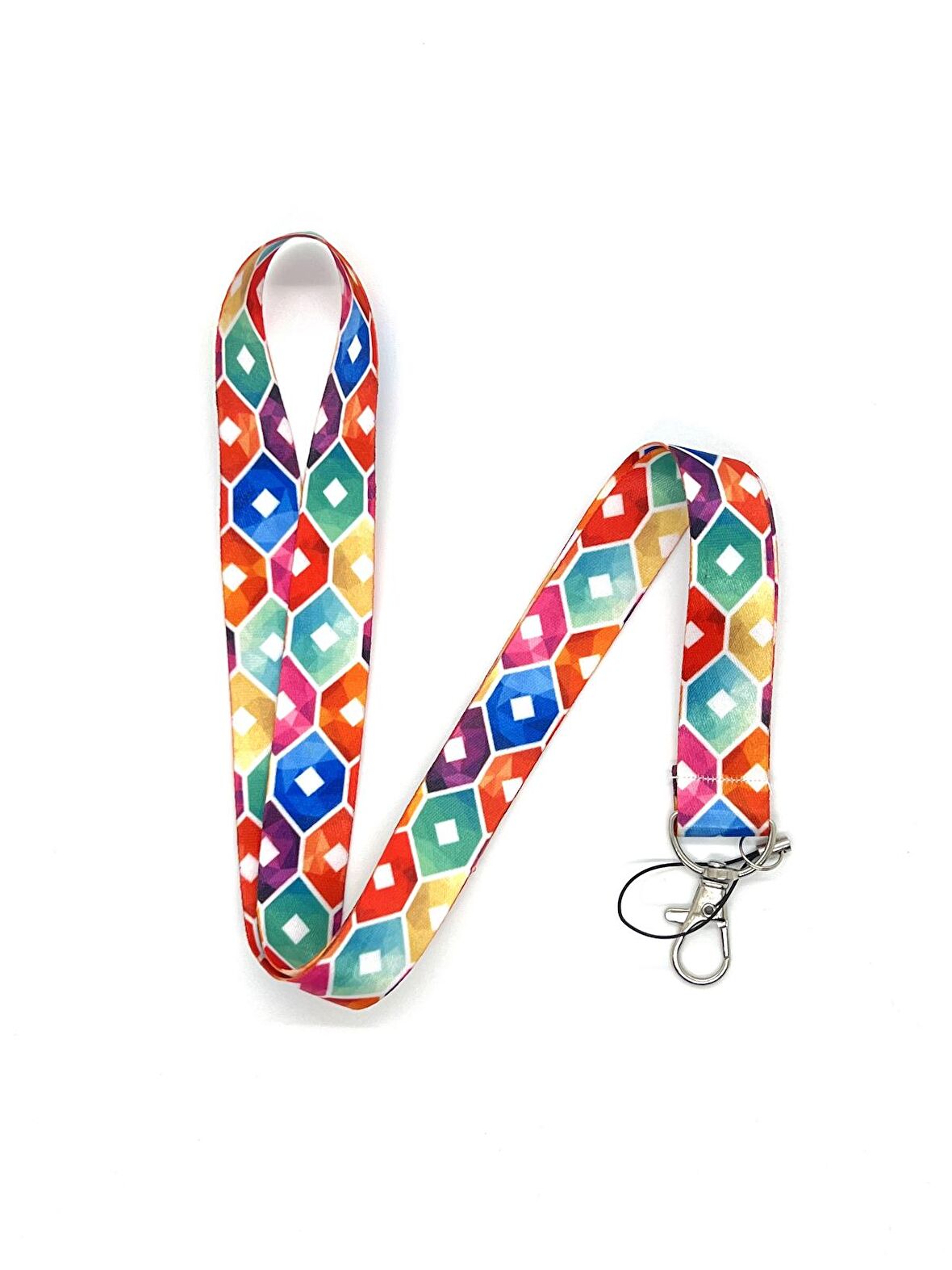 Renkli Altıgenler Temalı Boyun İpi