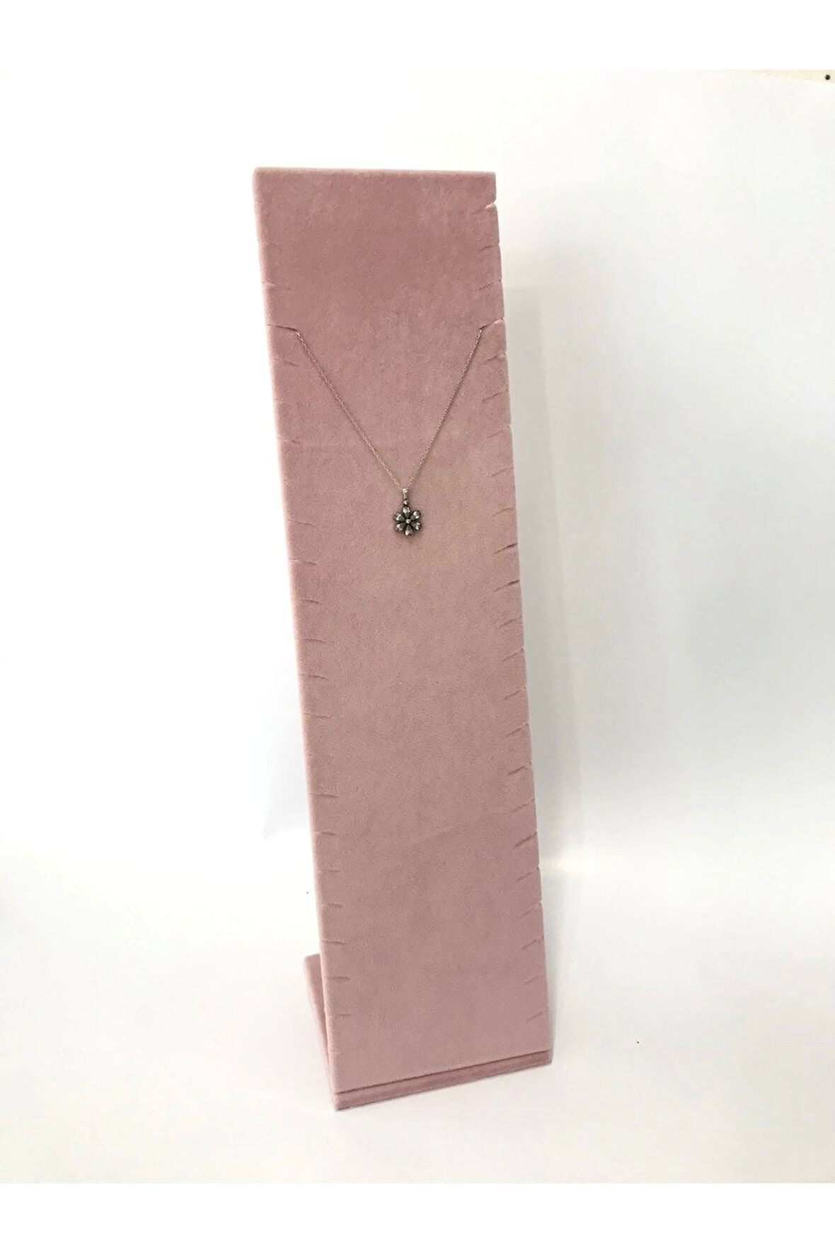 Yerli Üretim Moscow Model Süet Kumaş Pembe Renk 40/10 Cm Ayaklı Takı Sergileme Standı