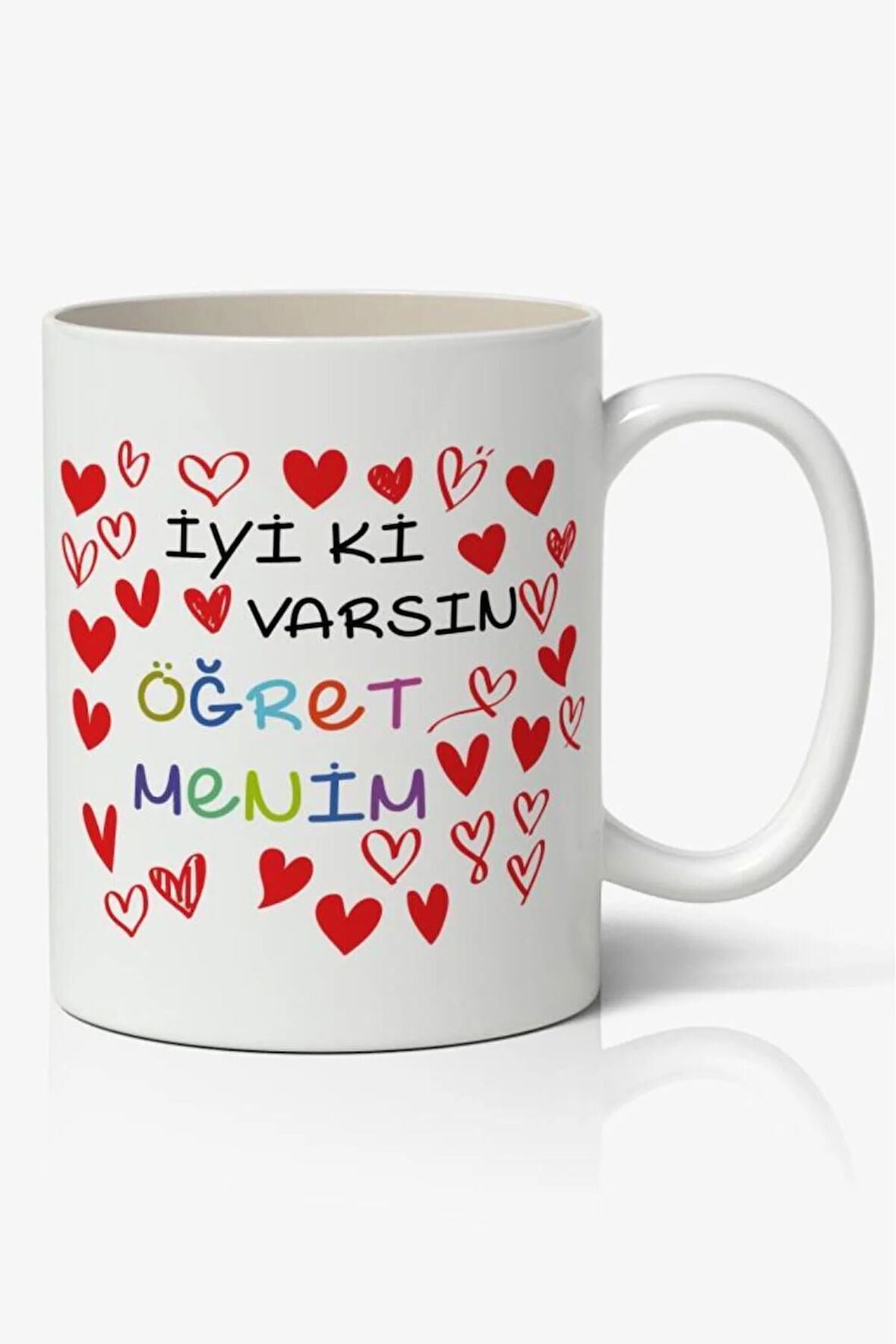 İyi ki Varsın Öğretmenim Temalı  Öğretmenler Günü Hediyesi Baskılı Beyaz Kupa Bardak