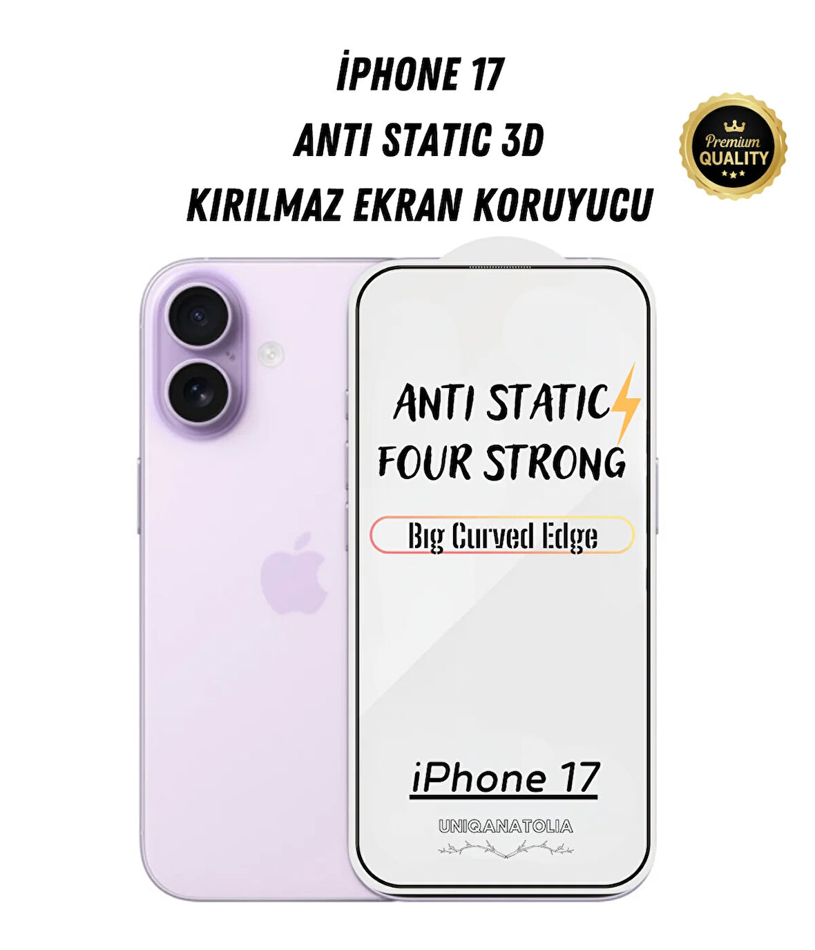 iPhone 17 Anti-Static 3D Toz Tutmayan Kırılmaz Ekran Koruyucu