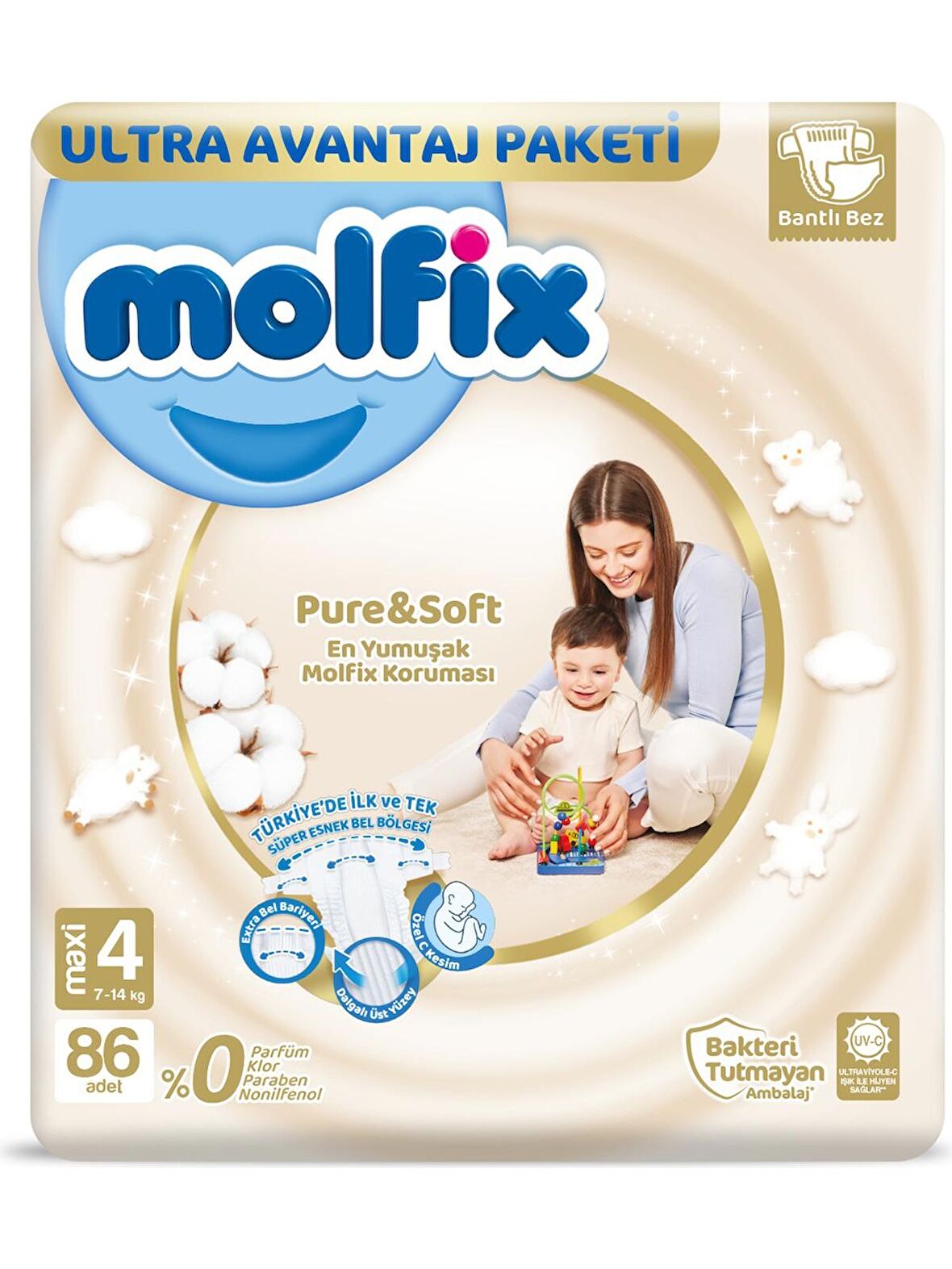 Molfix Pure & Soft Bebek Bezi Maxi 4 No 86'lı