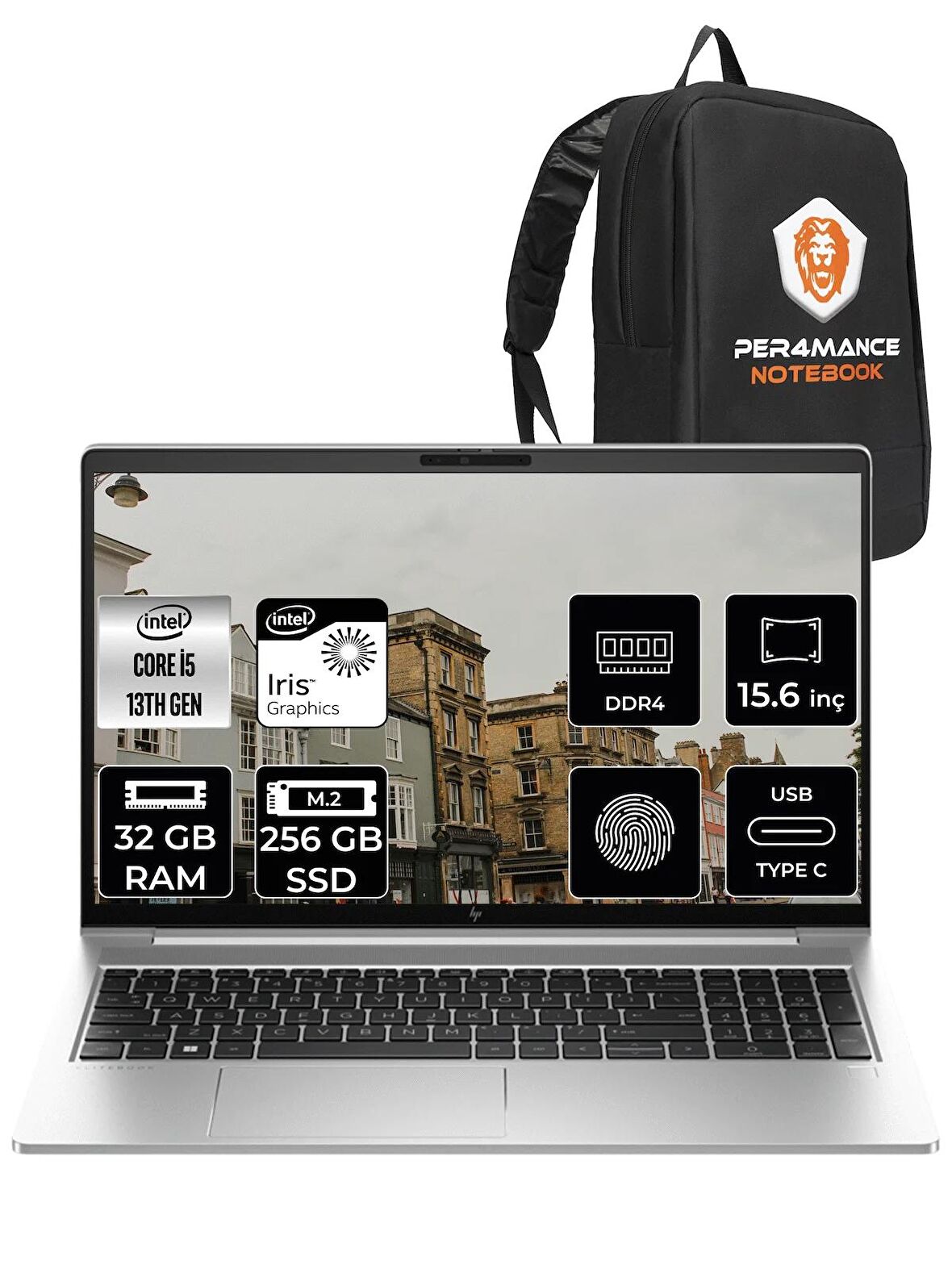 HP Elitebook 650 G10 i5 1335U 32GB RAM 256GB SSD 15.6'' FHD FDOS 8A573EA & PER4 ÇANTA