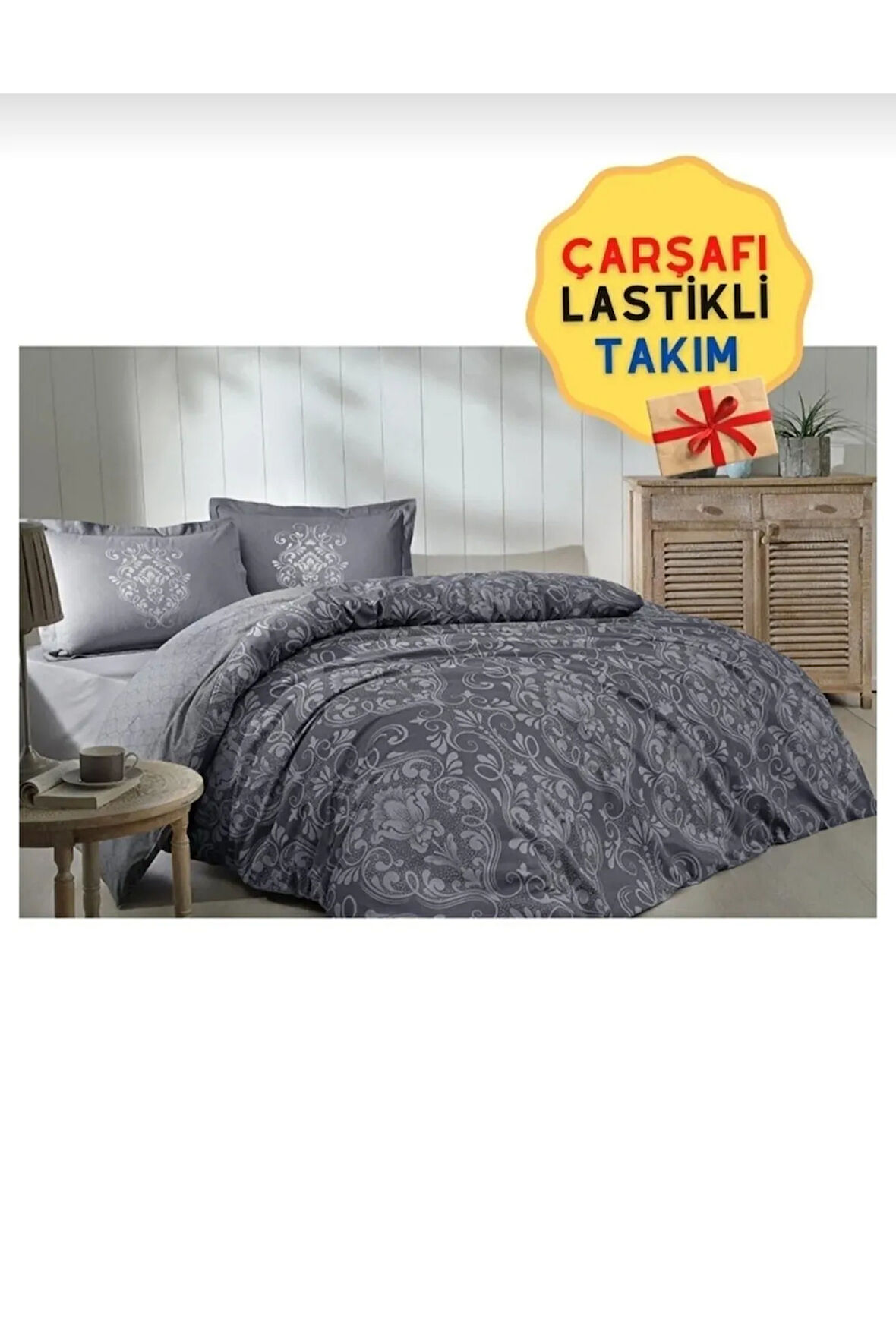 Tek Kişilik (çarşafı Lastikli) Nevresim Takımı Antrasit