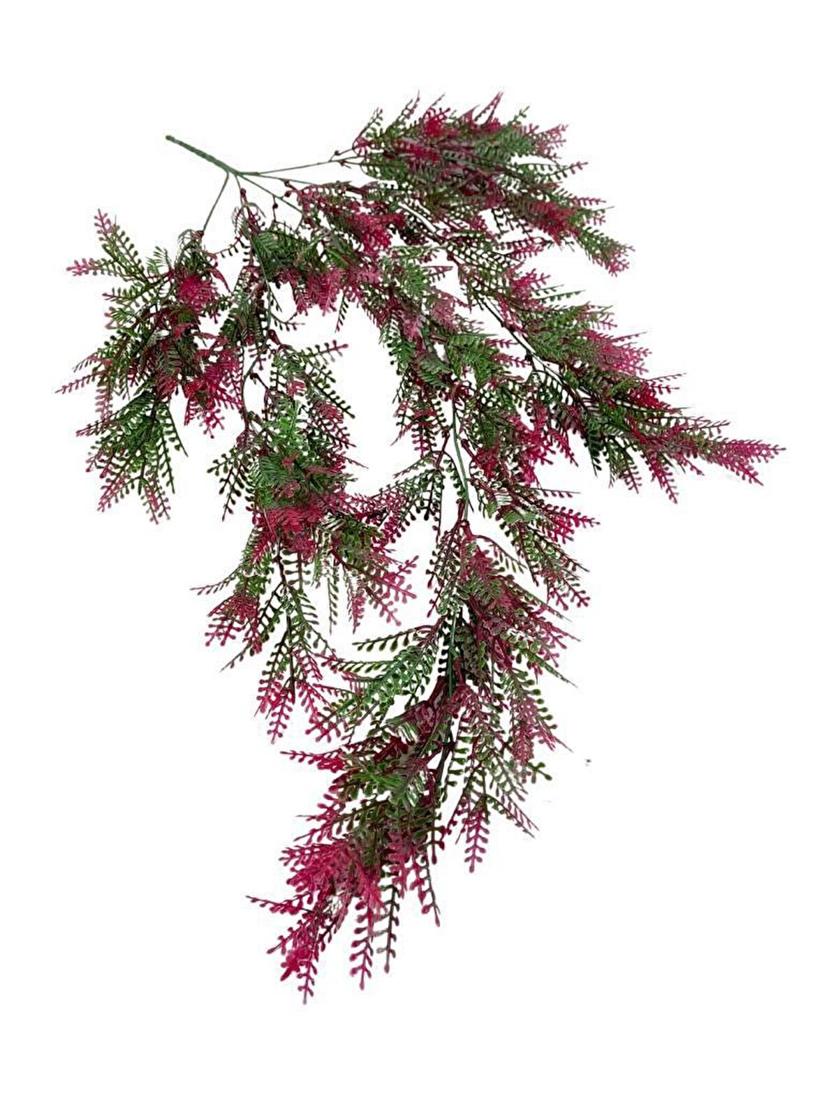 Yapay Çiçek Sarkan Çiçek Yeşil Bordo Fern725 Yapay Sarmaşık  70*30cm UV Katkılı Güneşe Dayanıklı