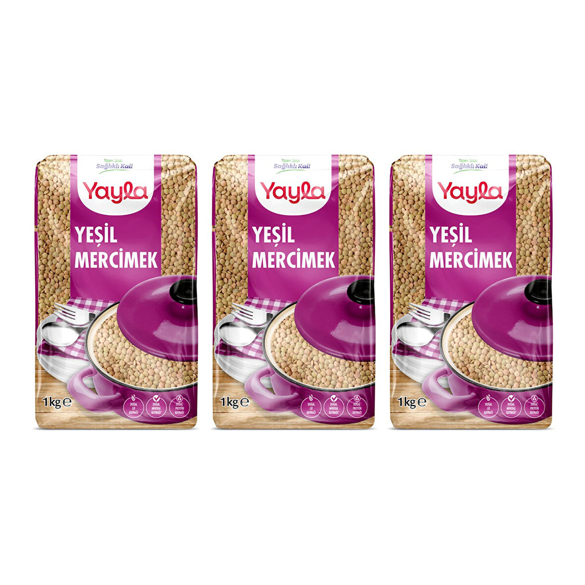 Yayla Yesil Mercimek 1 kg 3 lu