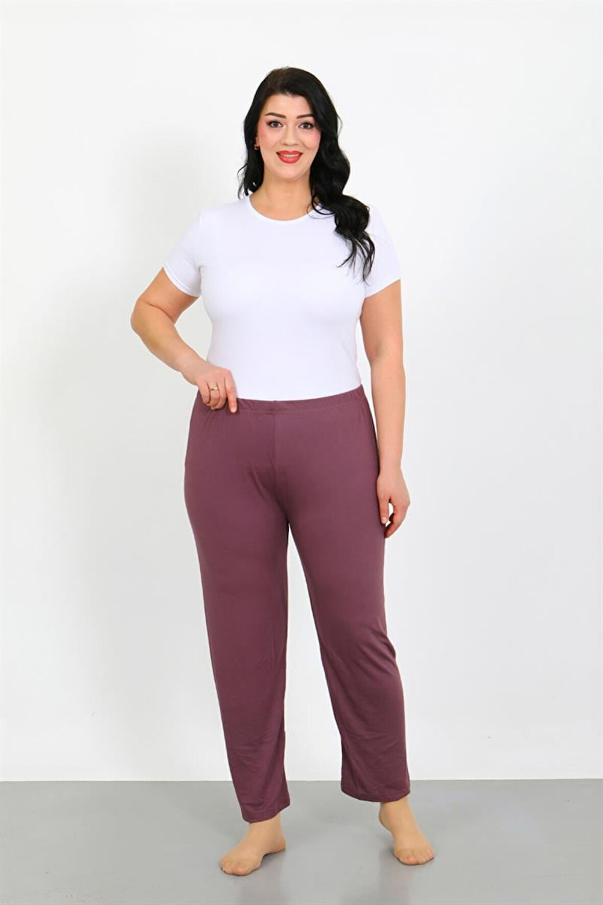 Celira Kadın Büyük Beden Mürdüm Tek Alt Pijama NSB492