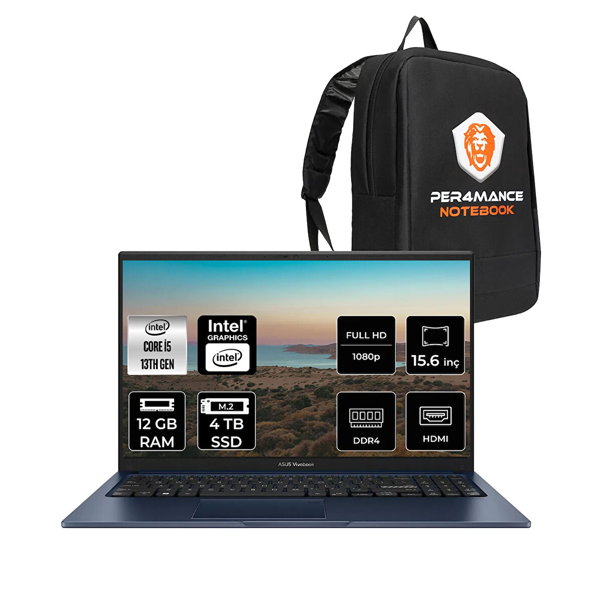 ASUS Vivobook 15 X1504VA i5 1335U 12GB RAM 4TB SSD 15.6'' FHD FDOS NJ123 & PER4 ÇANTA