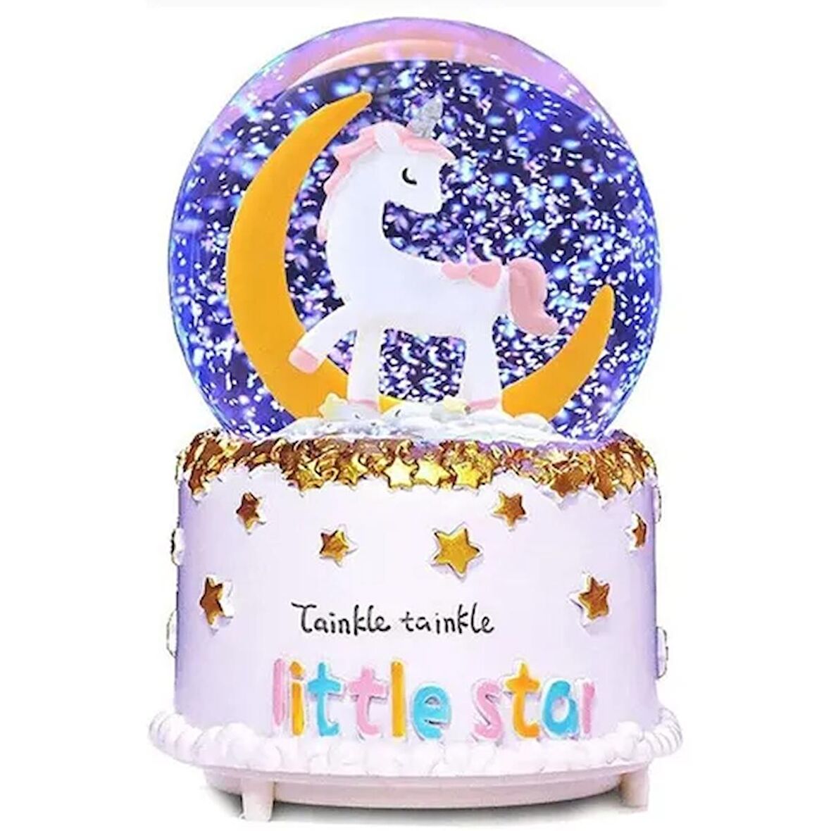 Müzikli ve Işıklı Bebek Unicorn Kar Küresi