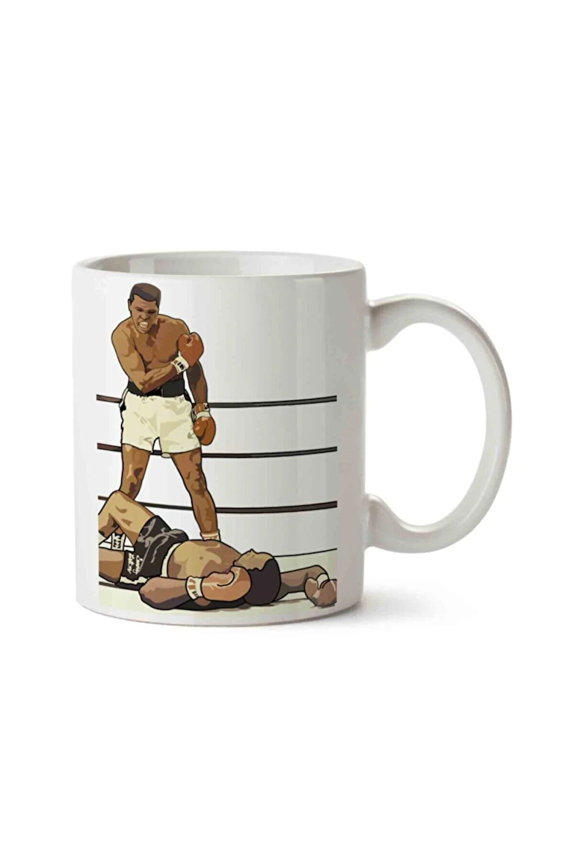 Muhammed Ali Boksör Temalı Beyaz Kupa Bardak Sevgiliye Arkadaşa Hediye