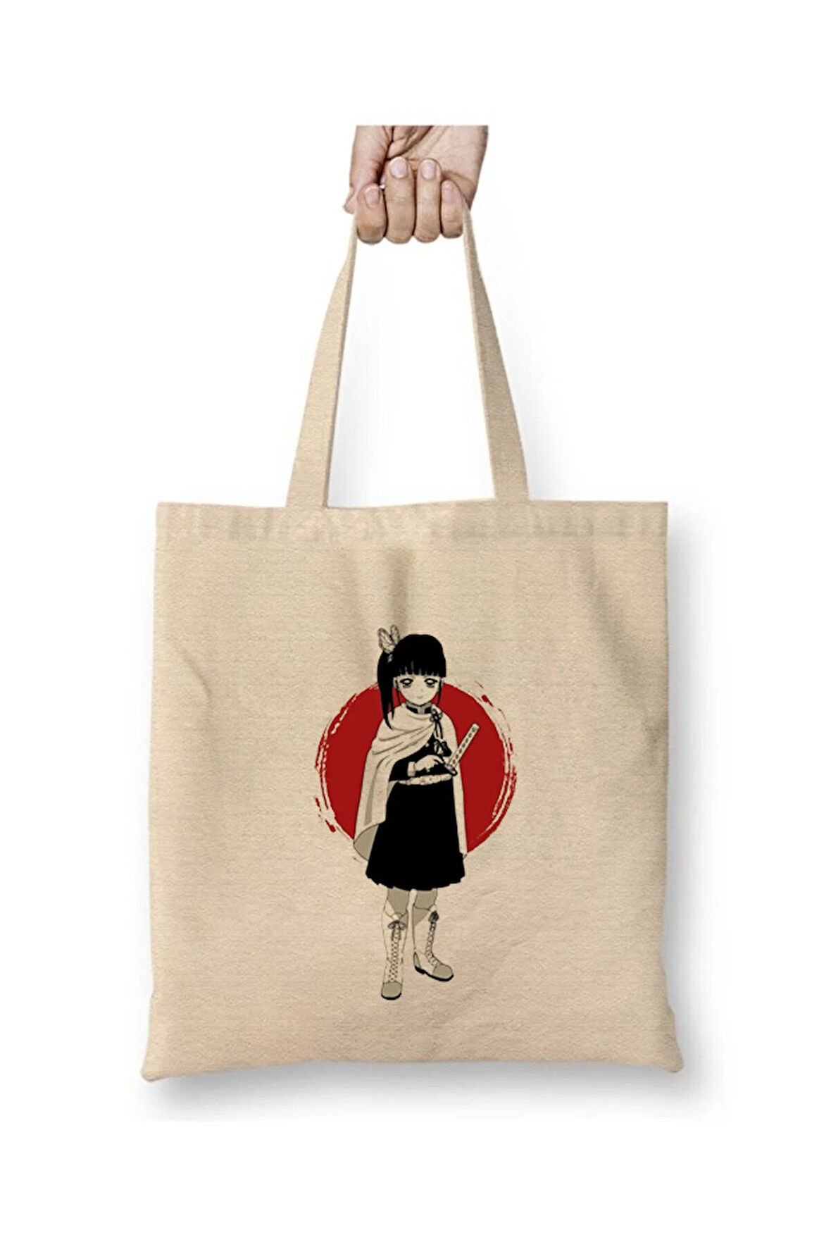 Demon Slayer Kanao Tsuyuri İblis Keser Bez Çanta Uzun Saplı Alışveriş Çantası Plaj Çantası