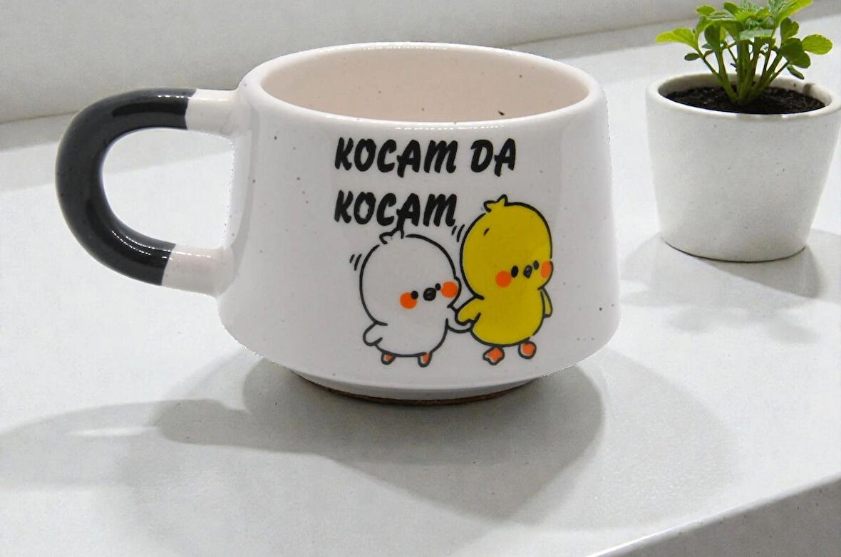 Kocamda Kocam Baskılı Seramik Kupa Bardak 200 ml | Eşe Özel Hediye | Doğum Günü Yıl Dönümü | Yeni Yıl Hediyesi