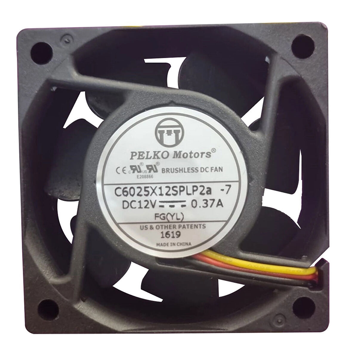 Pelko Motors 60x60x25mm C6025X12Splp2A-7 12V 0.37A 3 Kablo Kare Fan