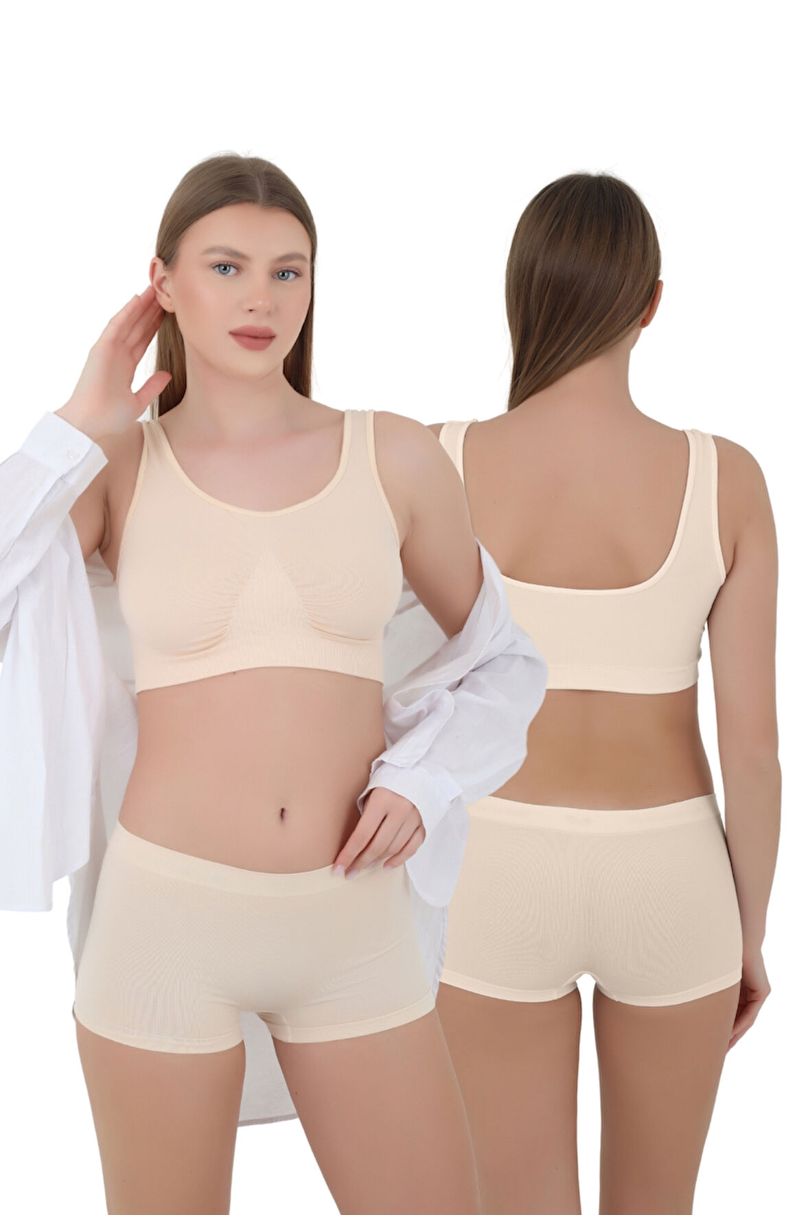 Mikro Fiber Kadın Kısa Boxer 1'Lİ Özel Paket - Siyah, Beyaz, Ten | S/M, L/XL