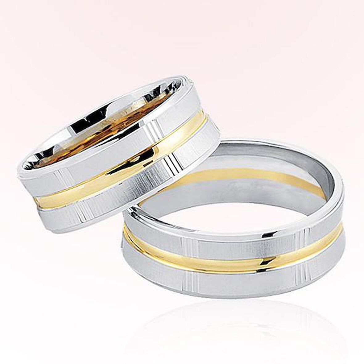 Beyaz Sarı Altın Alyans 8302