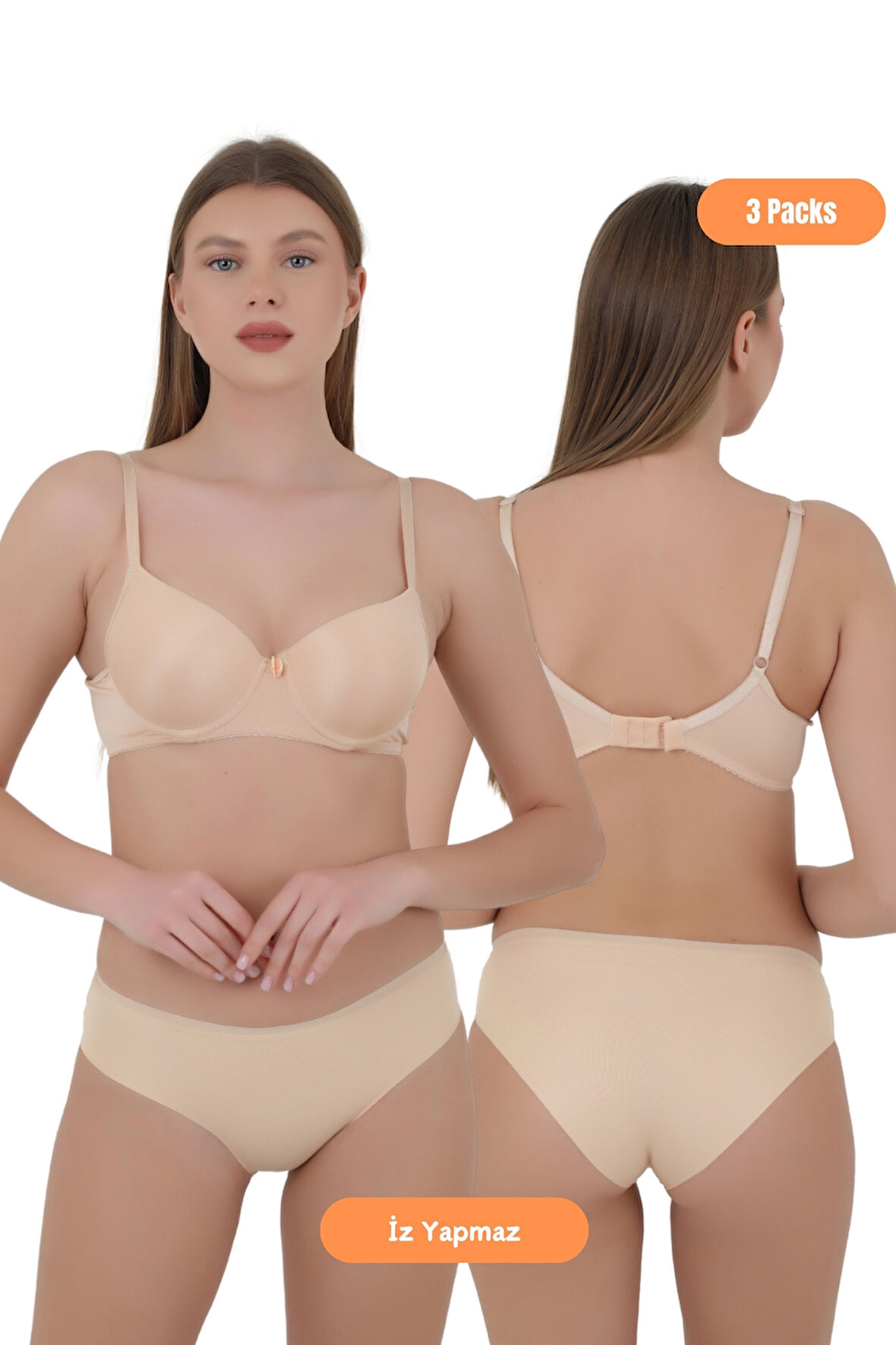 Kadın Mikro Kumaş Dikişsiz İz Yapmaz Külot - 3'lü Özel Paket (Siyah, Beyaz, Ten Renk)