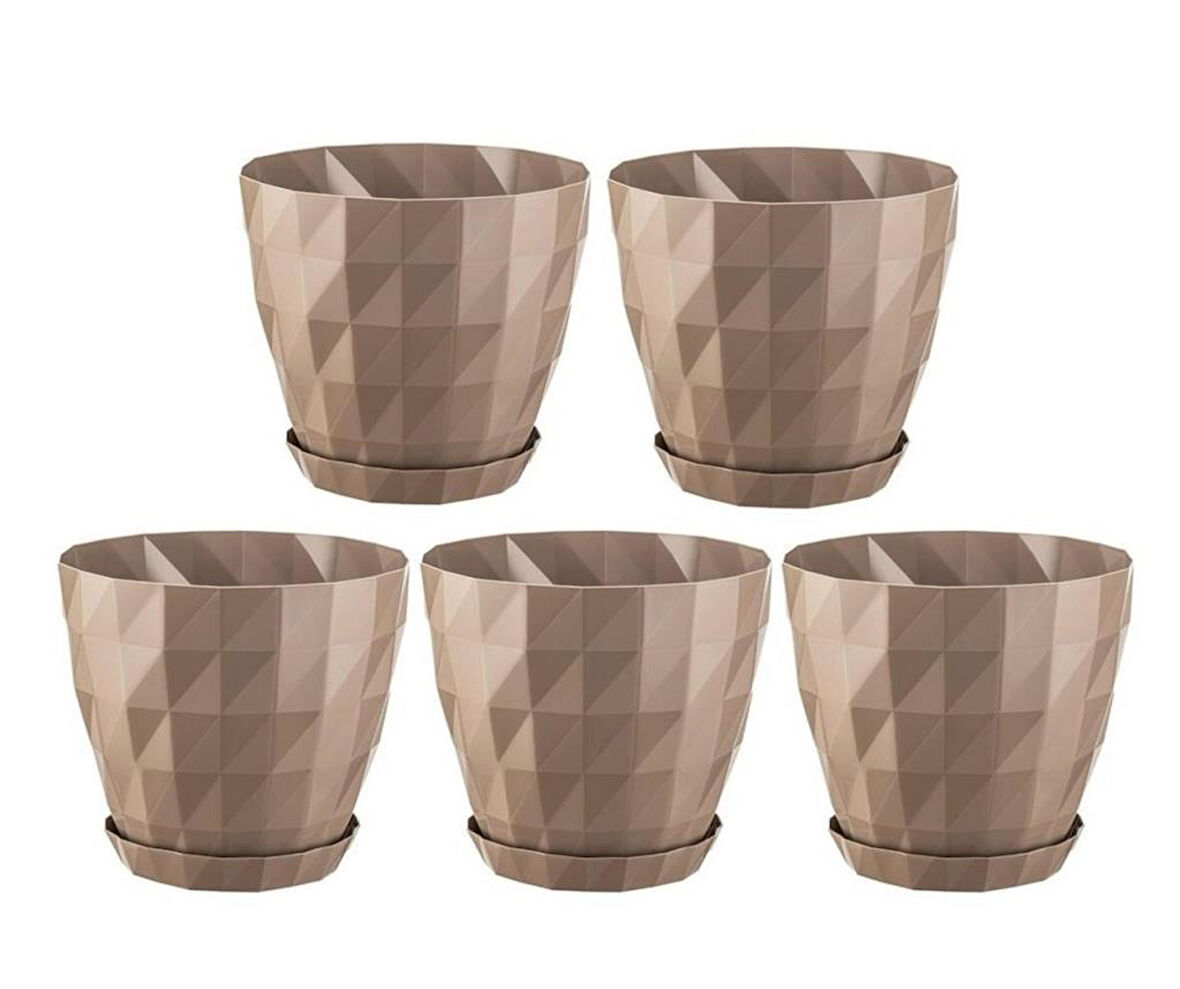 Omnipazar SO-KRT5 Dekoratif Kristal Saksı Takımı 6 lt Mocha 5 Adet