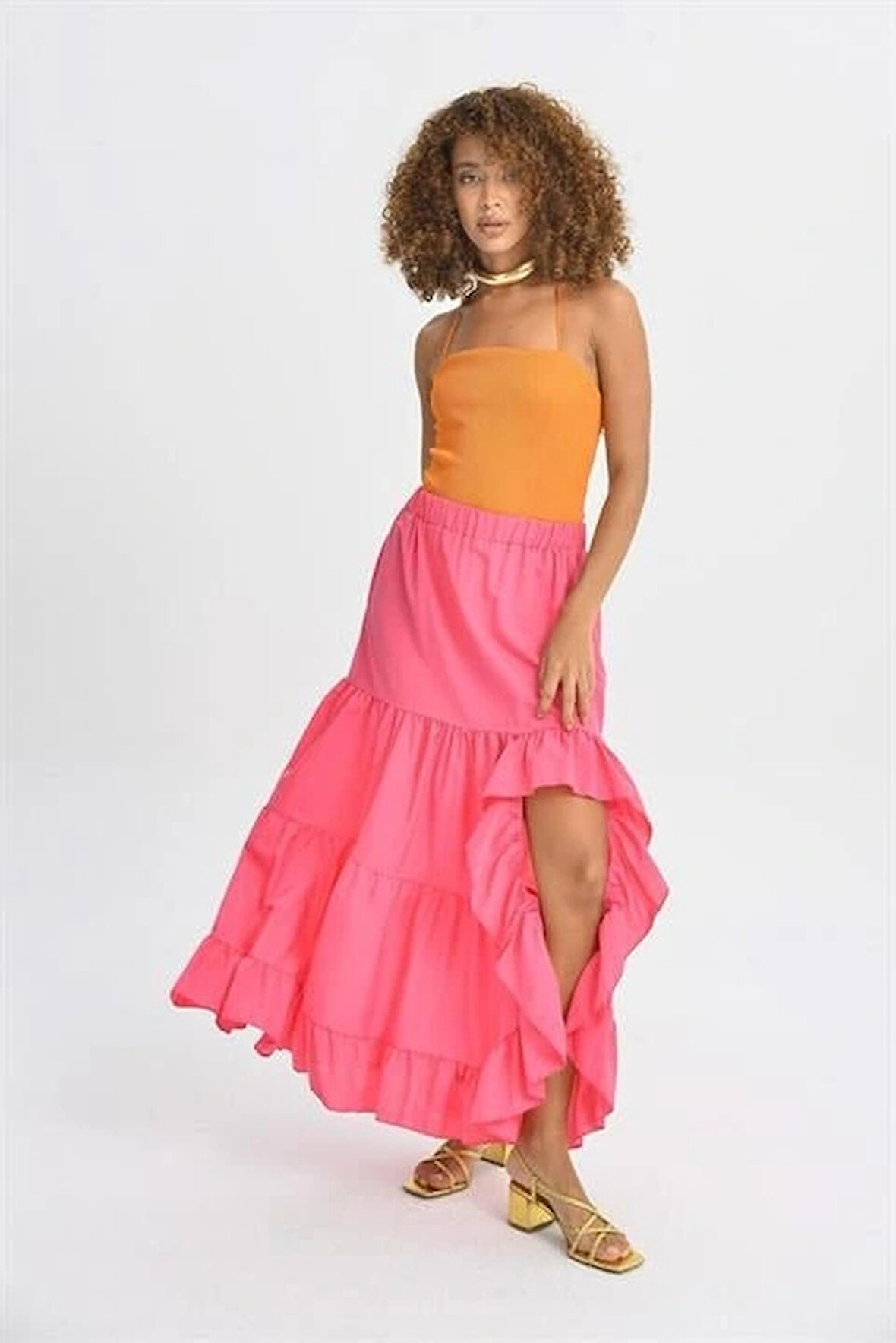 Audrey Fıfrlı Yırtmaç Detay Etek 4037