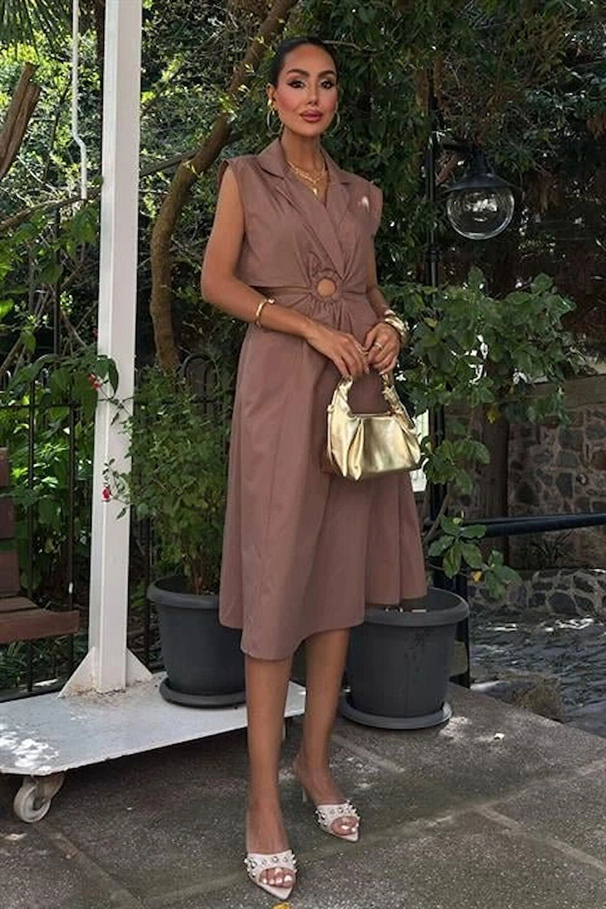 Göbeği Halka Detaylı idi Boy Elbise 2896