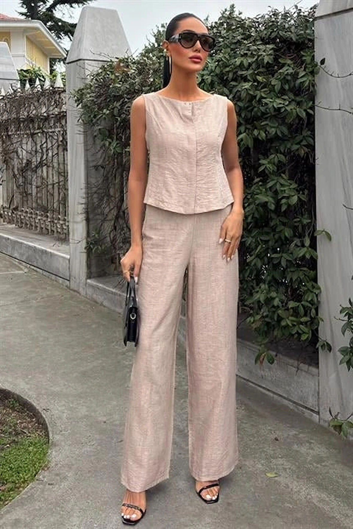 ıfır Kollu Bluz Batik Desenli Pantolon İkili Takım 1018108