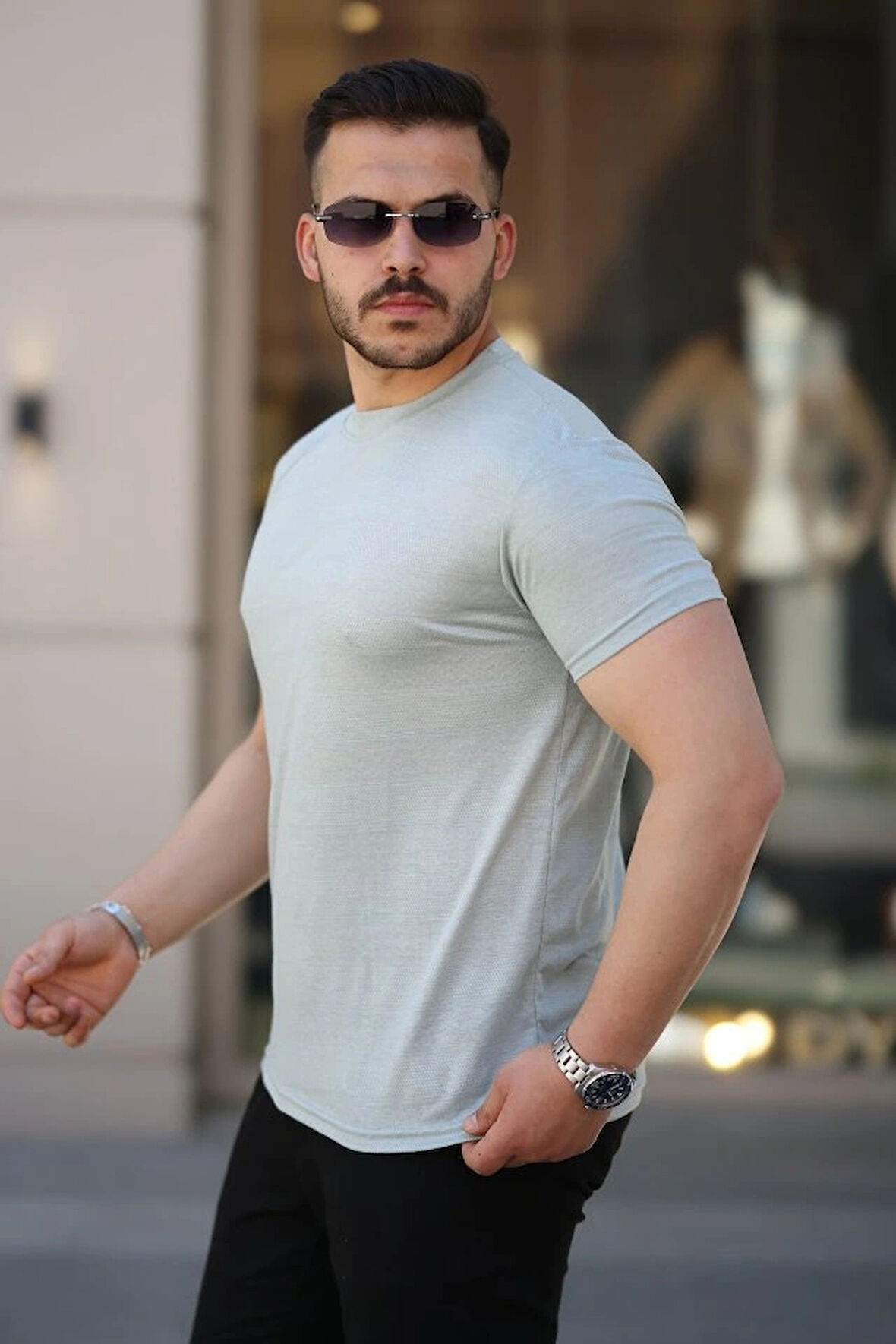 Erkek ini Jakarlı Kısa Kollu Tshirt