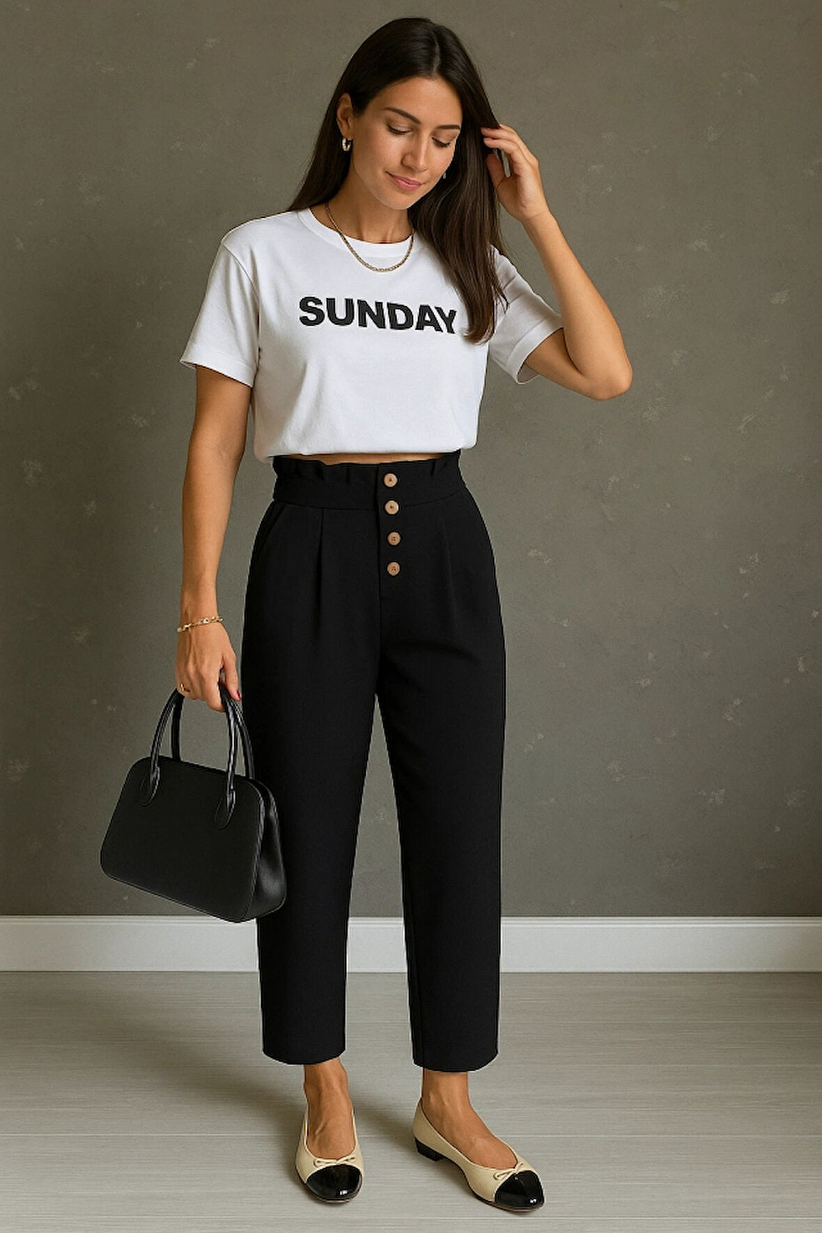 Kadın Yüksek Belli önden Düğmeli Ithal Keten Pantolon