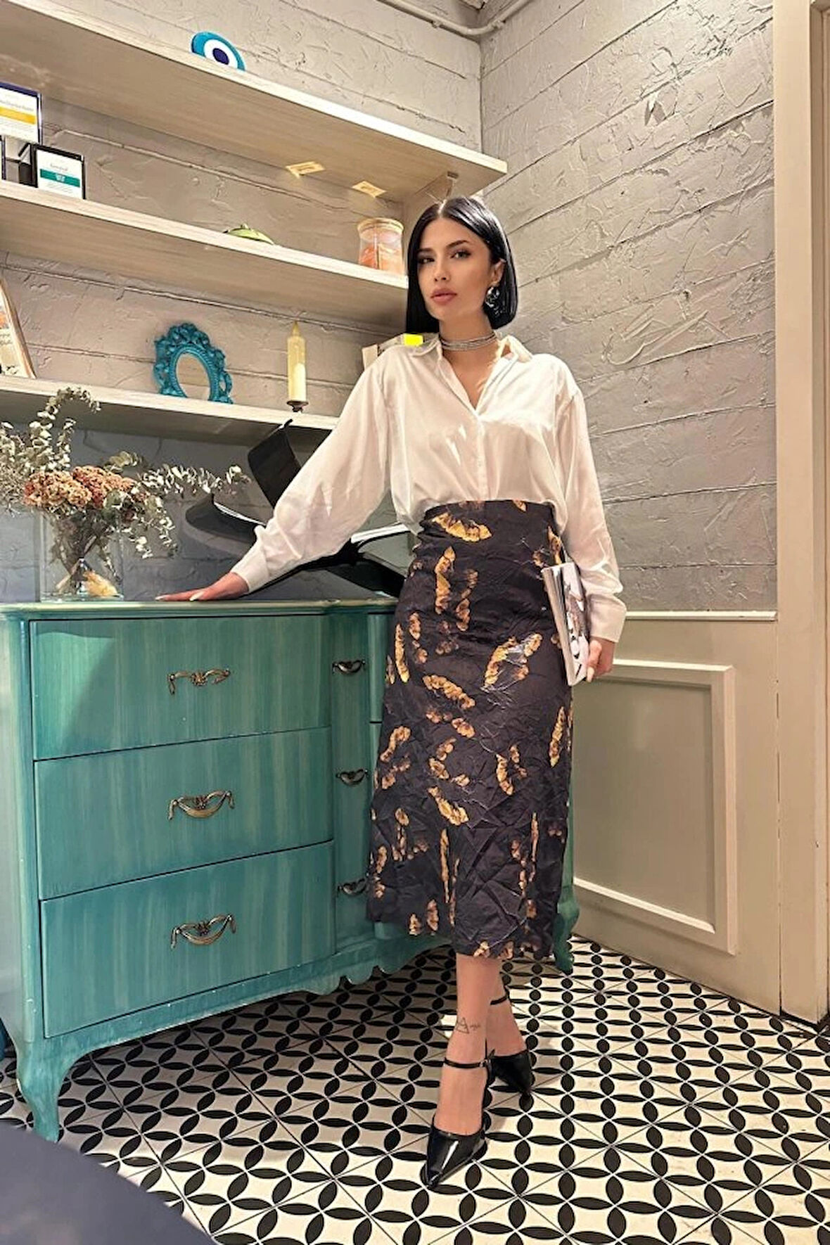 iyah Baskılı Kroşetalı Etek