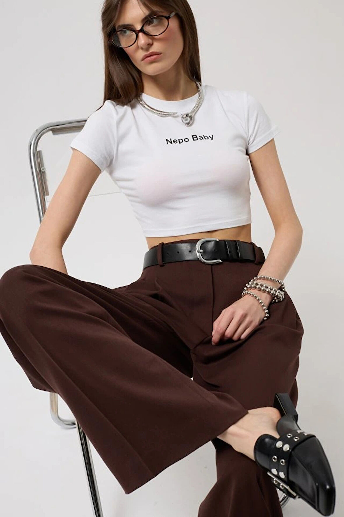 Nepo Baskılı Crop TShirt