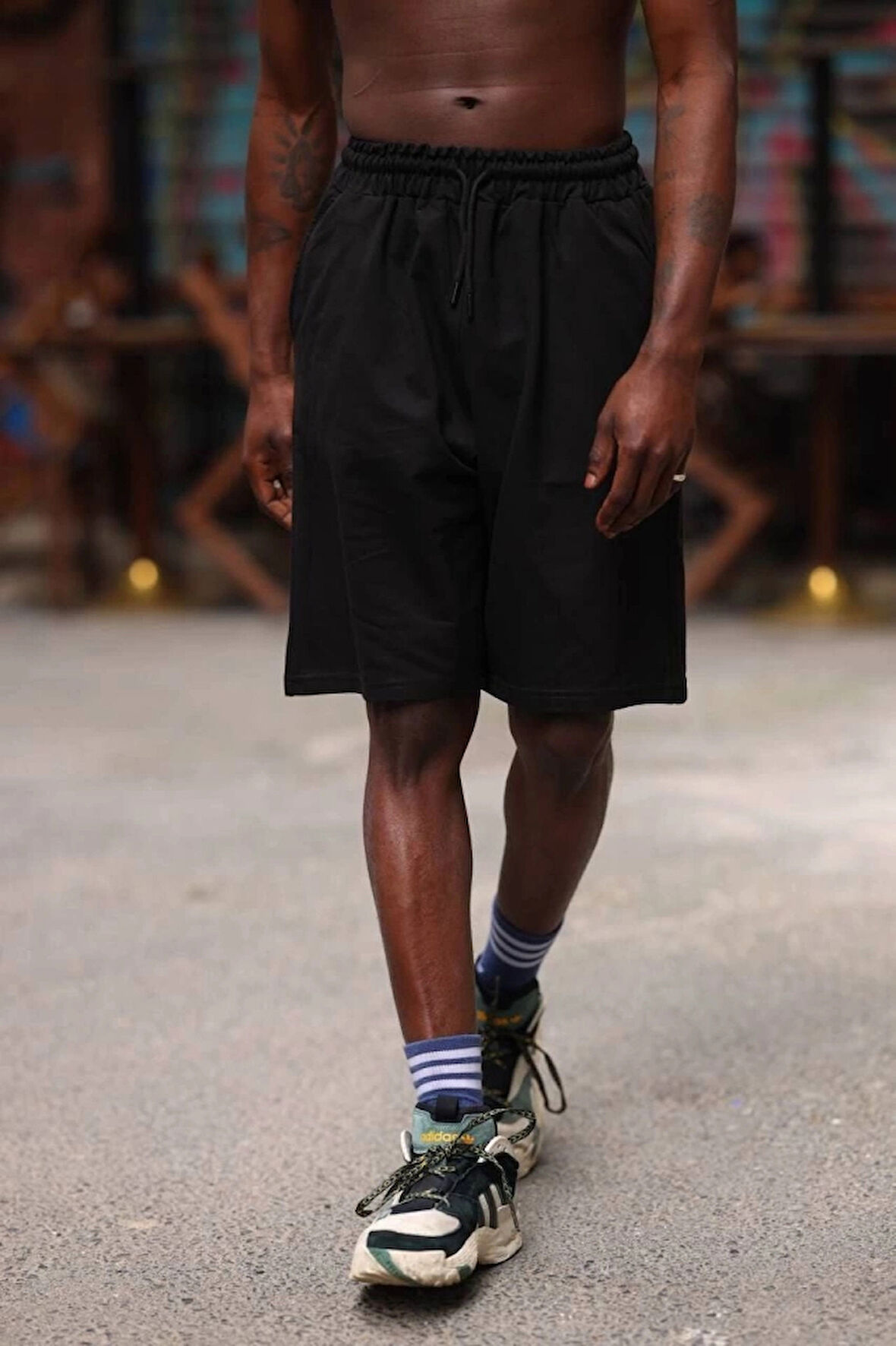 Erkek İki İplik Cepli Şort  iyah