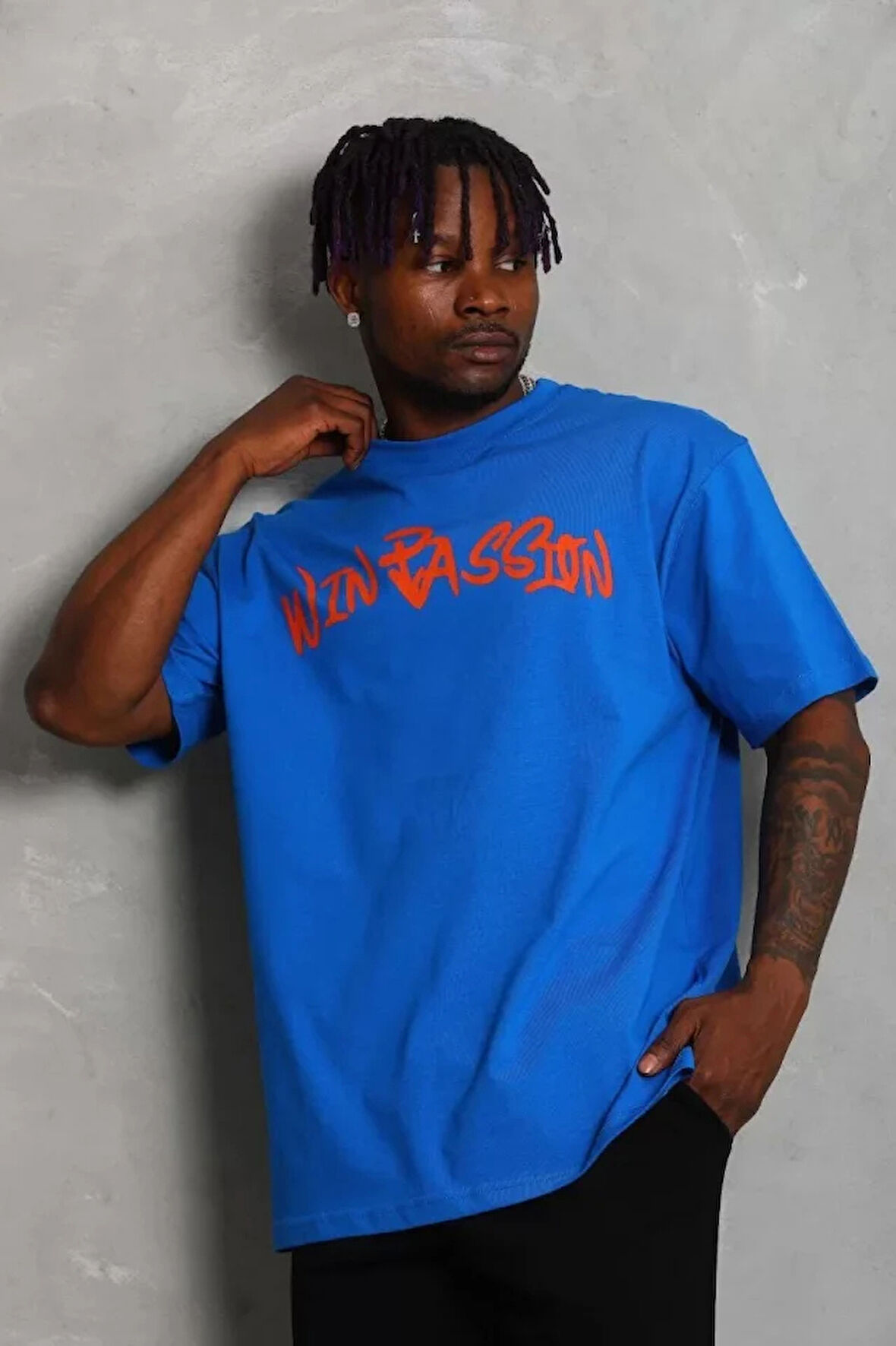 Unisex Oversize Baskılı Bisiklet Yaka Thirt  avi