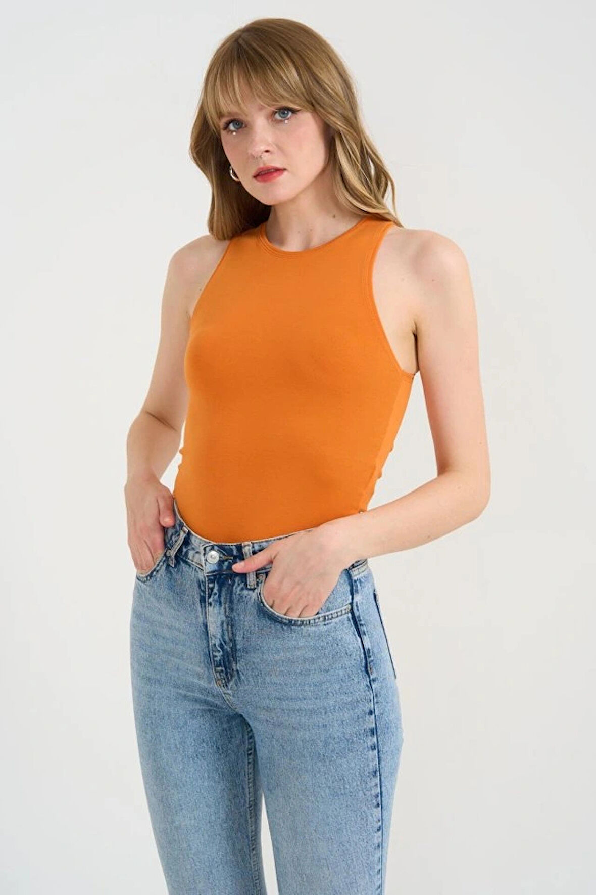 Örme Bisiklet Yaka Atlet  Oranj