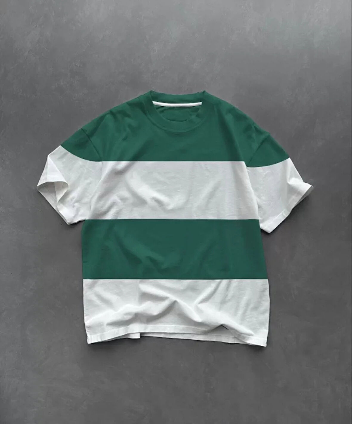 Unisex Bisiklet Yaka Parçalı Thirt  Yeşil