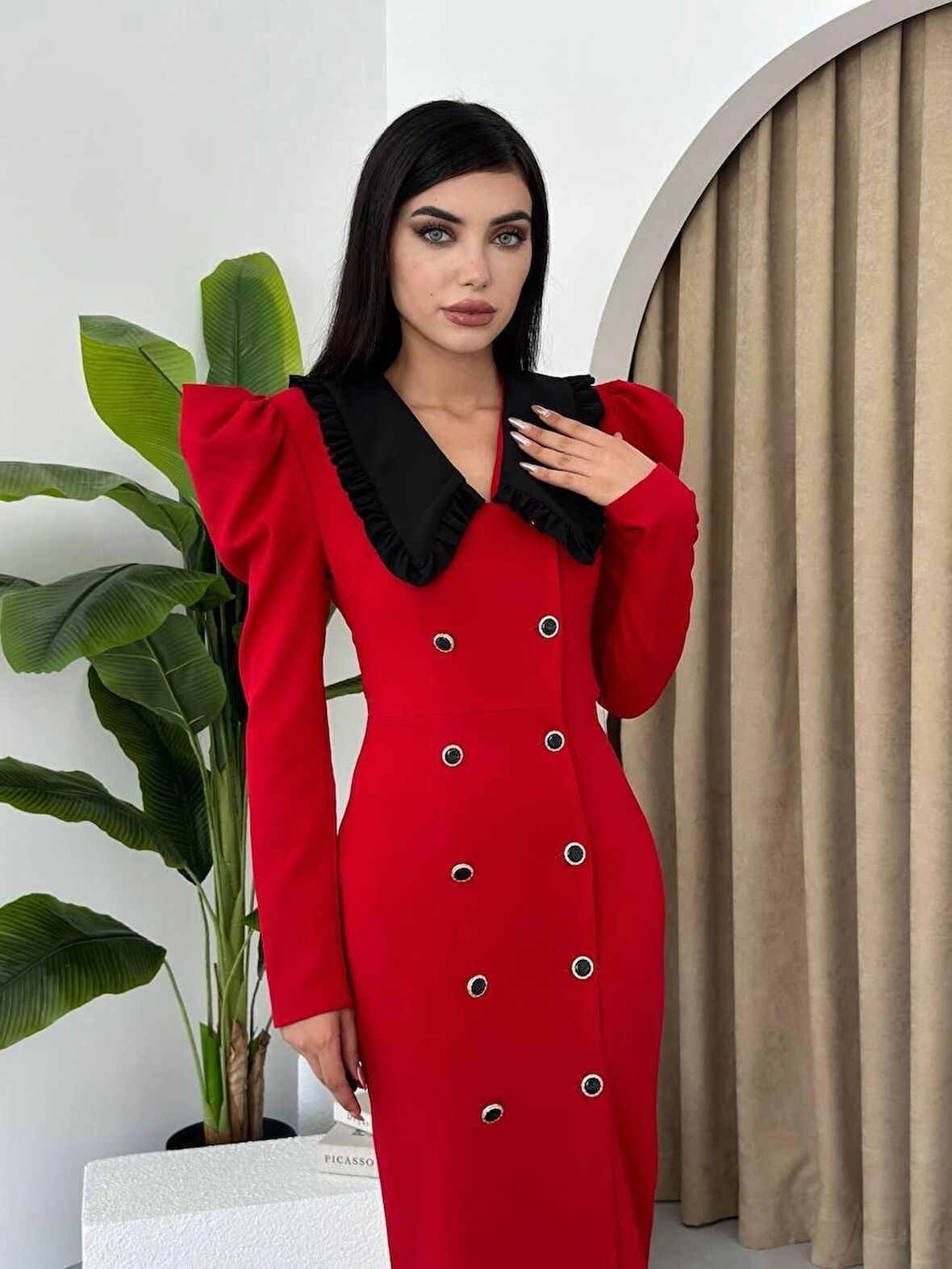 Palmas Geniş Yakalı Elbise