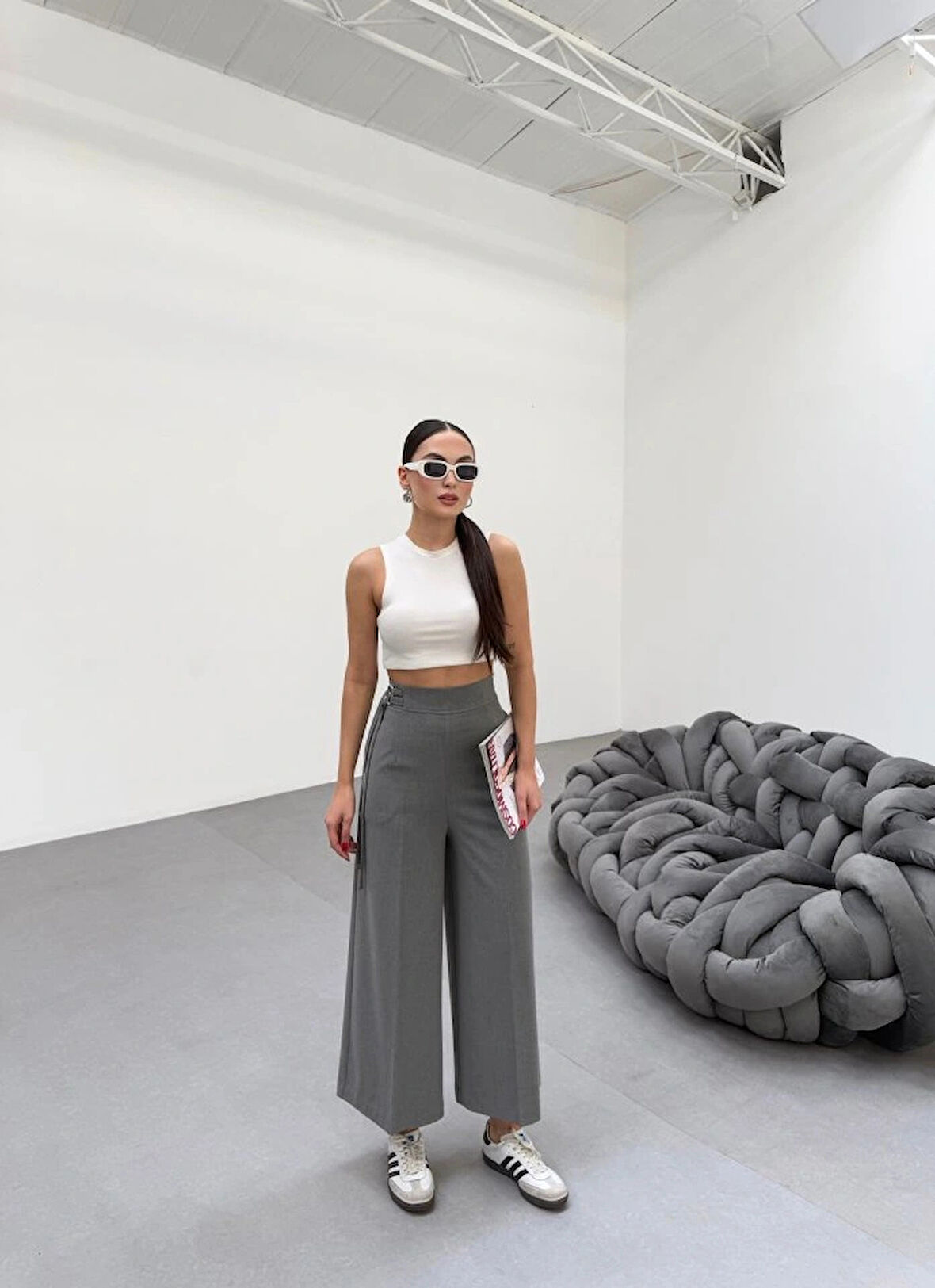 230 Gr Poly Viscose Full Lycra Metal Toka Aksesuarli Pantolon