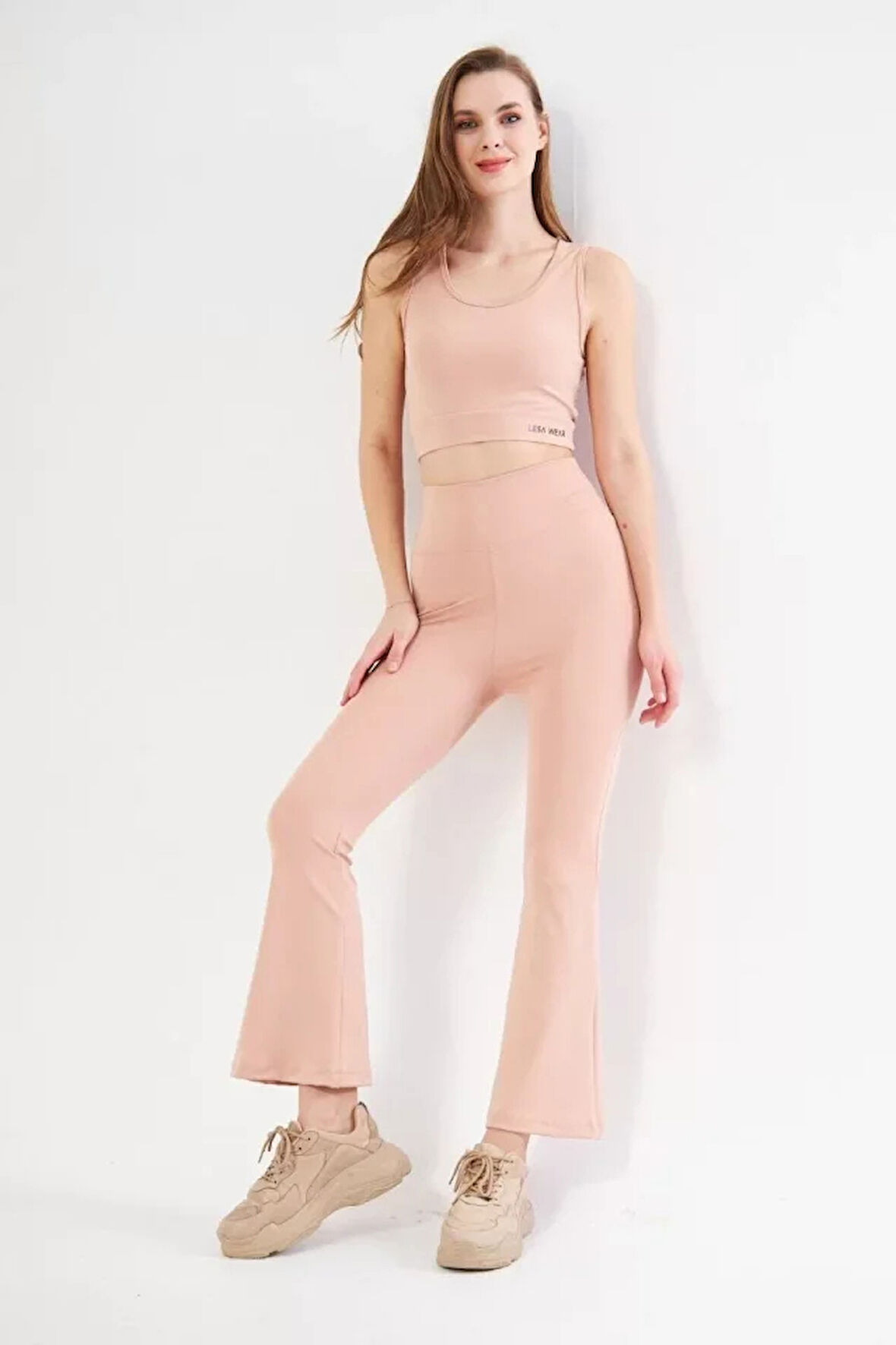 Dalgıç Yüksel Bel İspanyol Paça Tayt  Bej