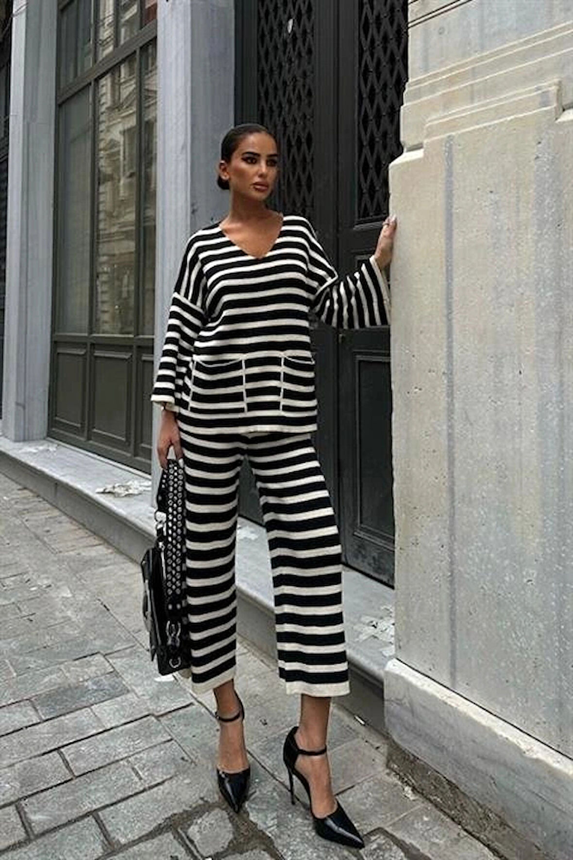 Candy Çizgili Straight Fit Pantolon Takım 9705015