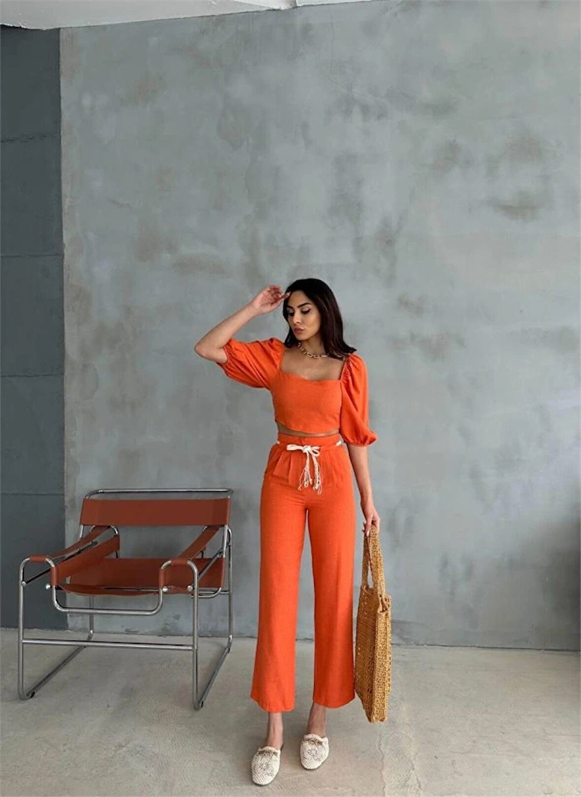 KETEN CROP KARPUZ KO BUZPANTOON HAIR KEERİ  Orange