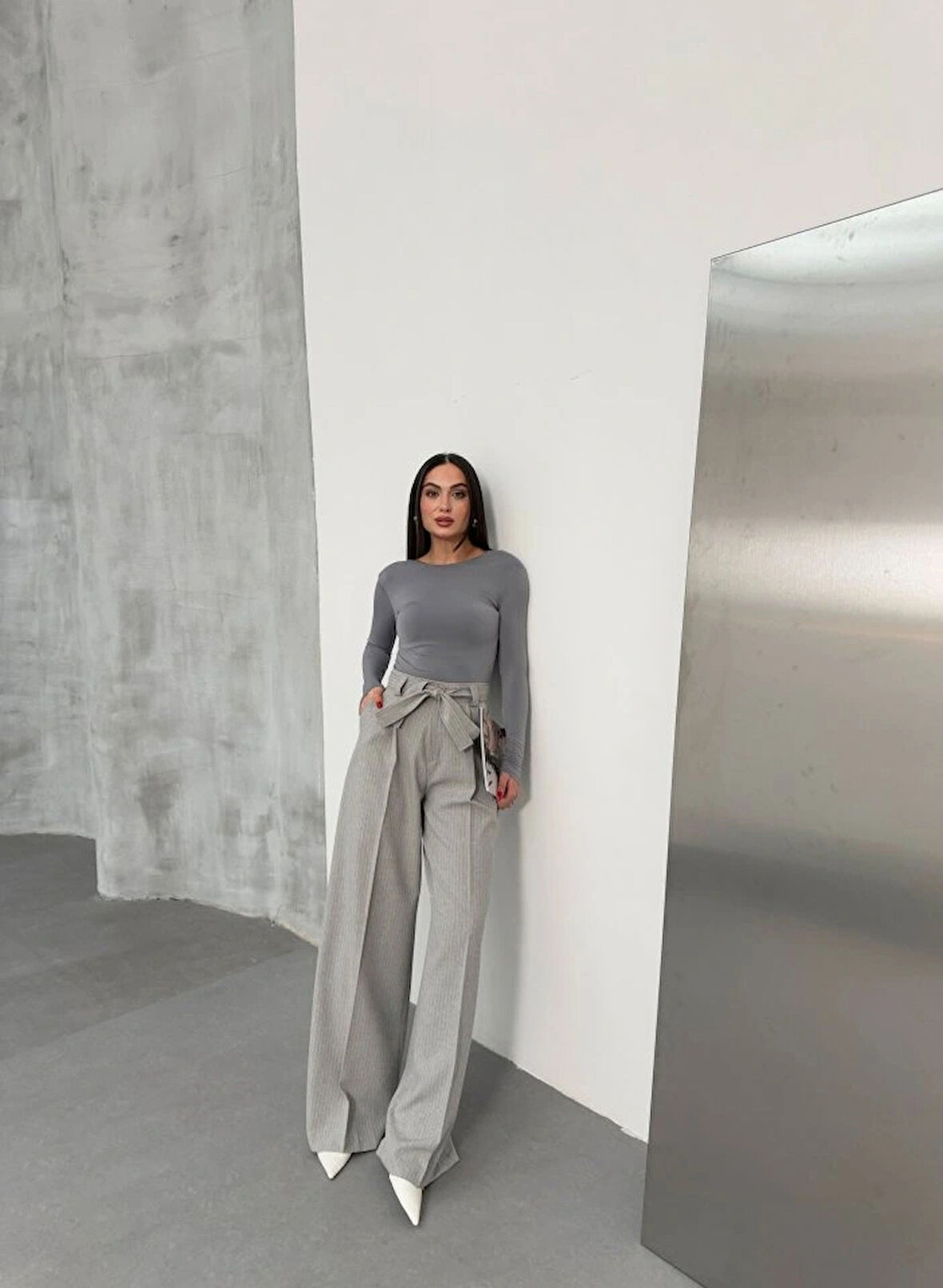 Sante Çi̇zgi̇li̇ Bel Kuşakli Palazzo Pantolon