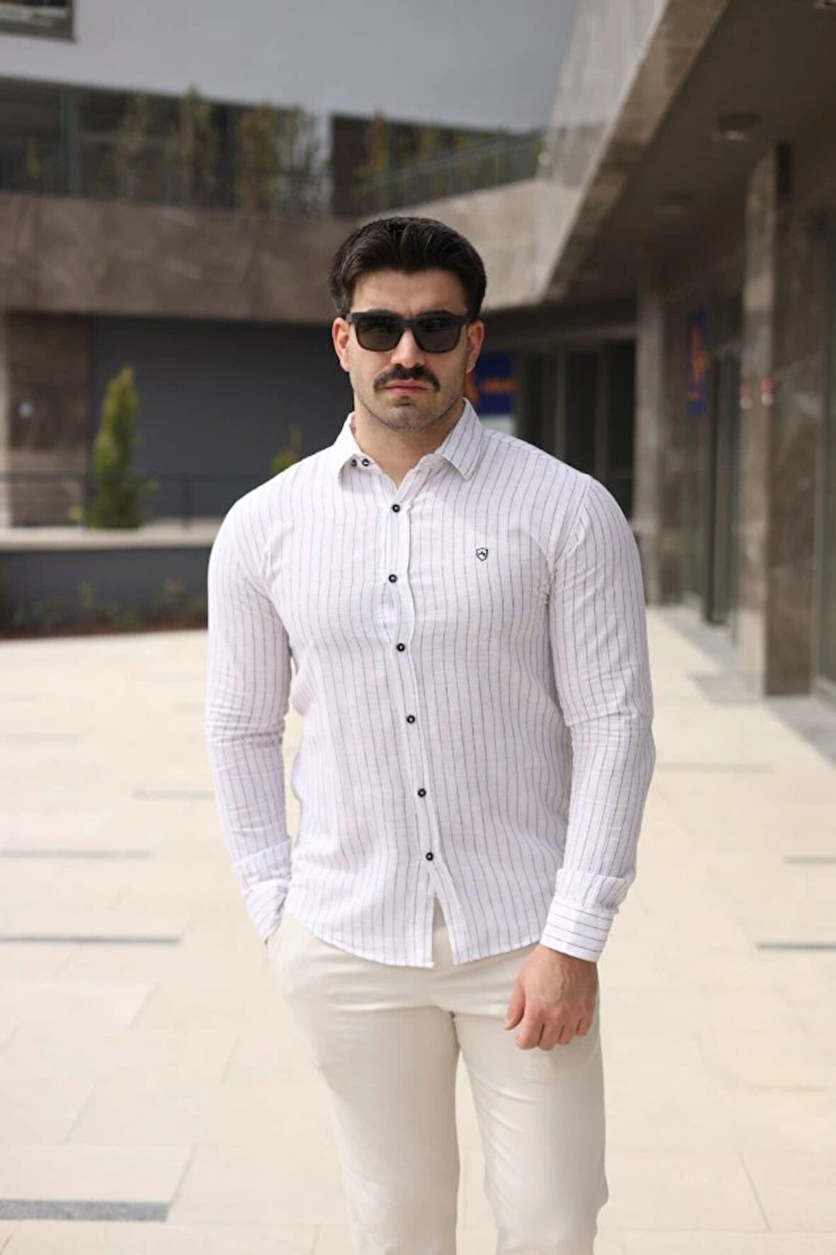 Erkek çizgi Desenli Gömlek