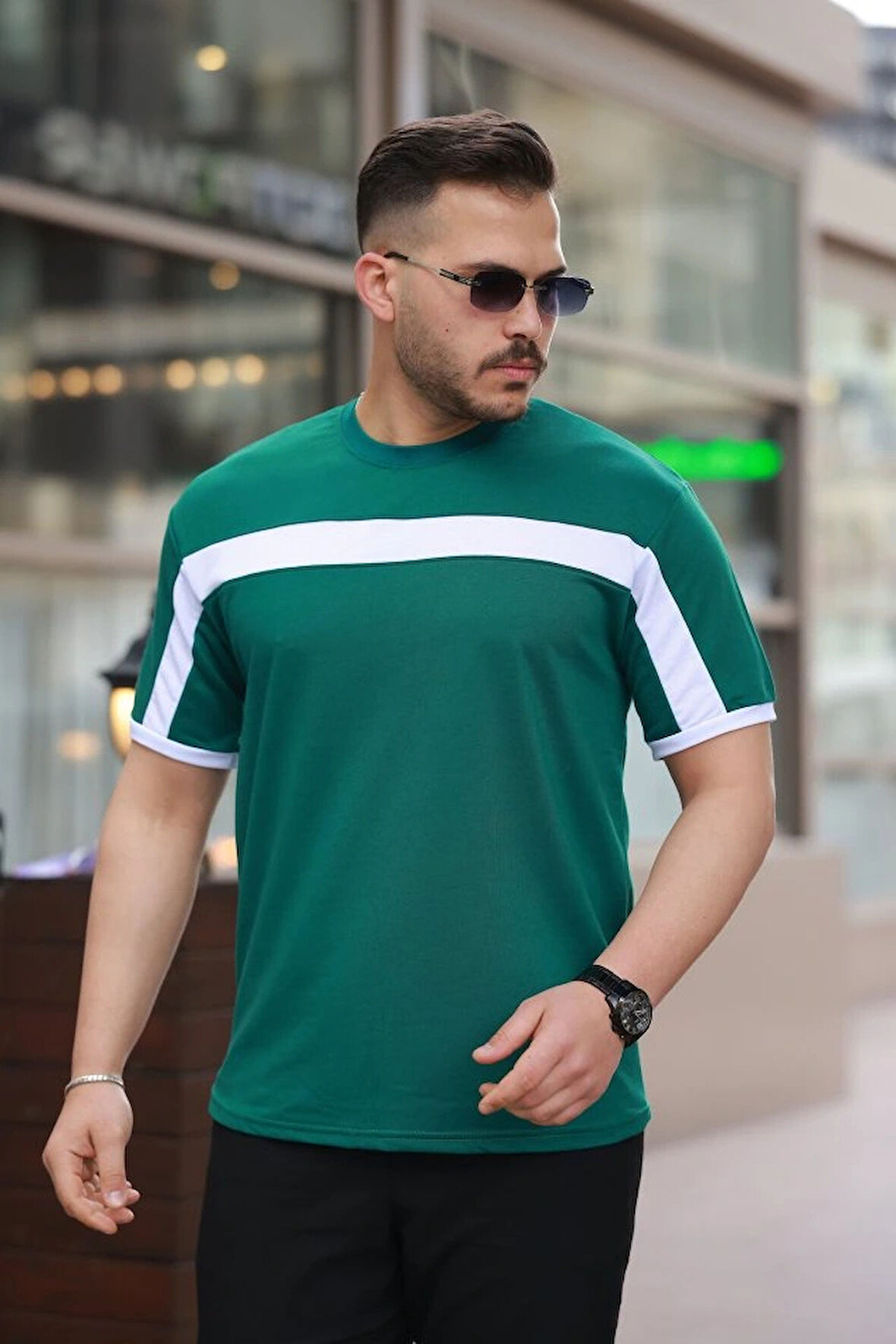 Erkek şerit Detaylı Kısa Kollu Tshirt